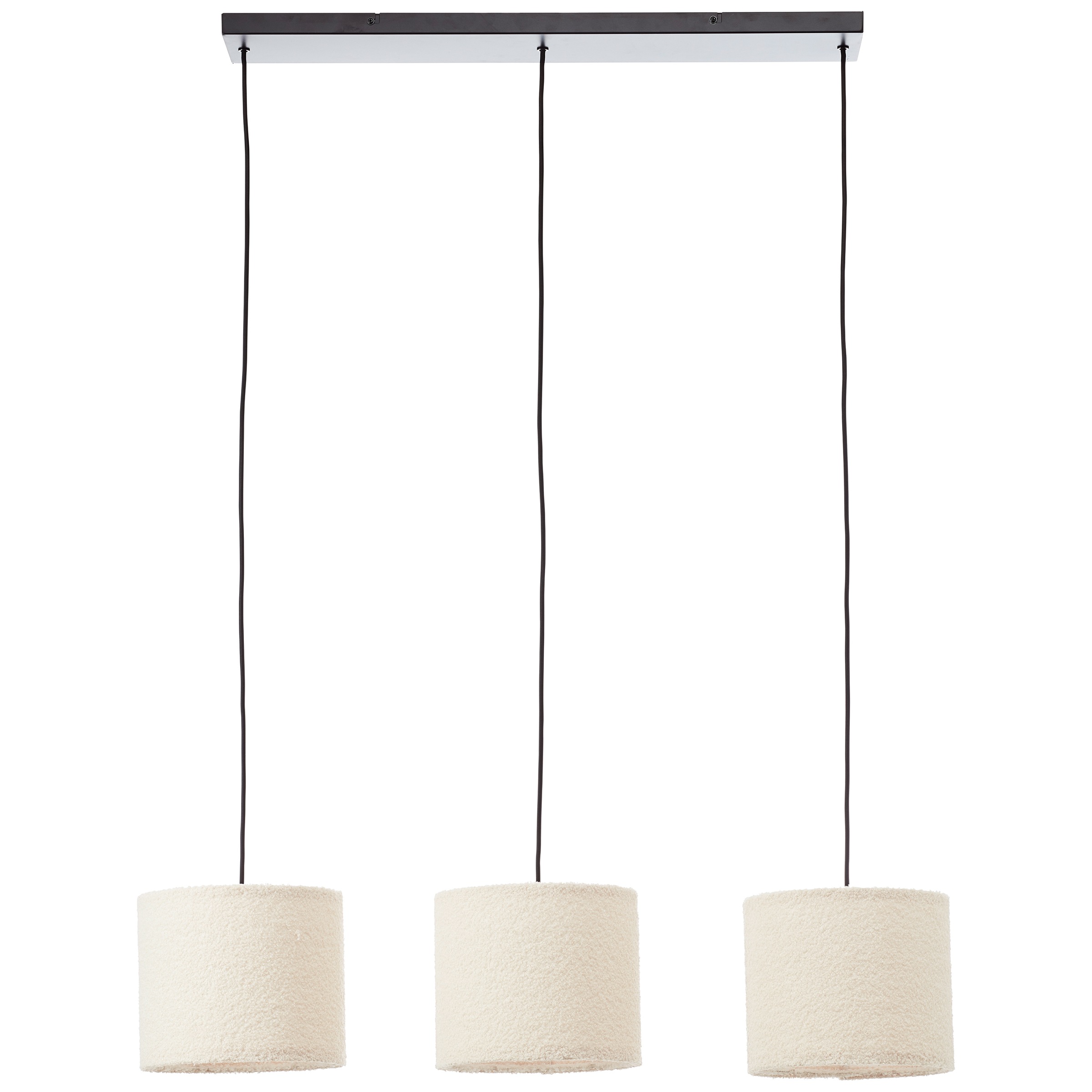 Brilliant Pendelleuchte »Teddy«, 3 flammig, Leuchtmittel E27 | ohne Leuchtmittel, flauschiger Teddystoff, 150 x 94 x 23 cm, E27, kürzbar, Textil, beige