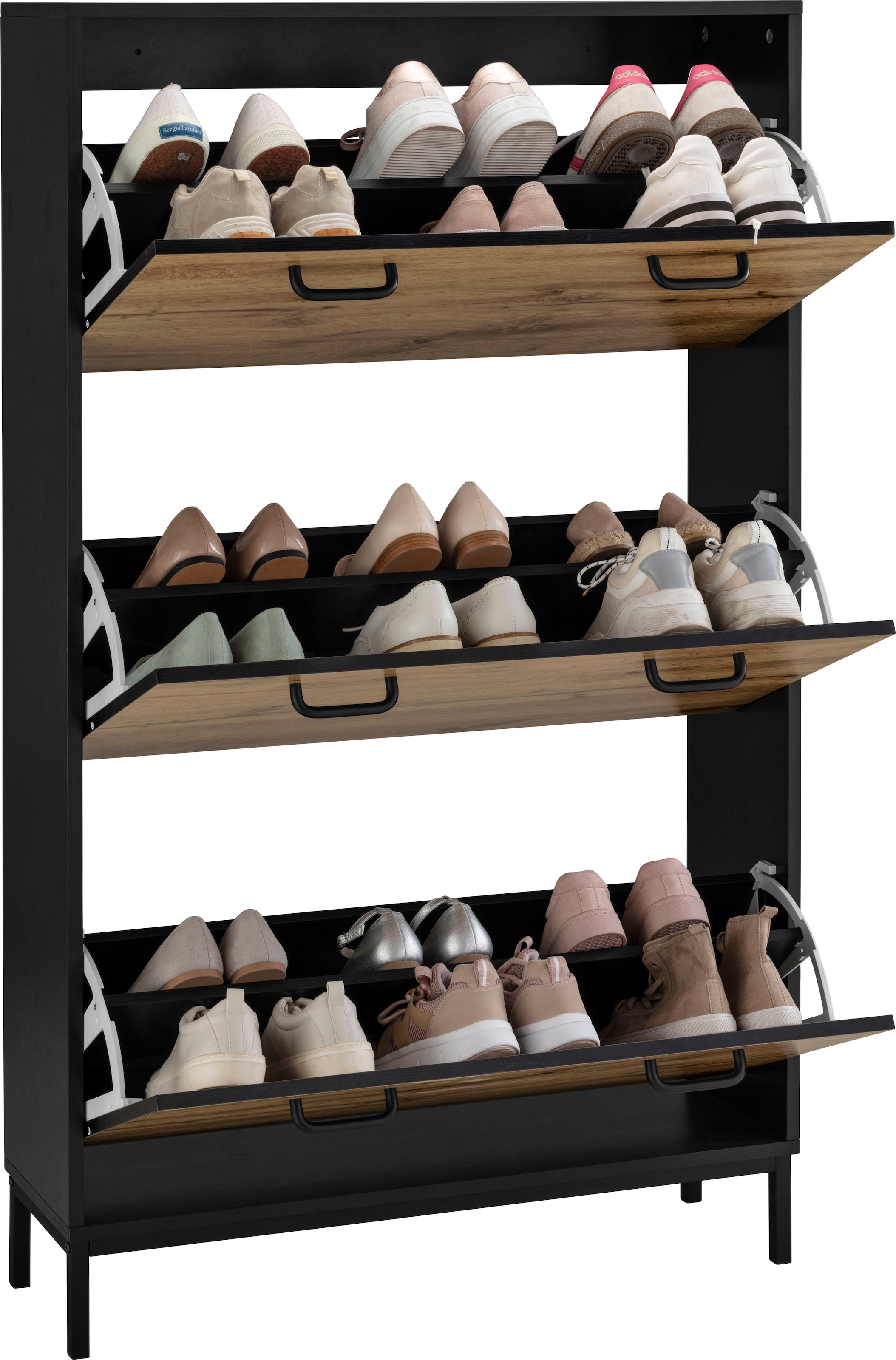 Places of Style Schuhschrank »Rocco«, mit 3 Klappen, Griffe aus Metall,  Breite 80 cm, Höhe 140 cm online bei UNIVERSAL