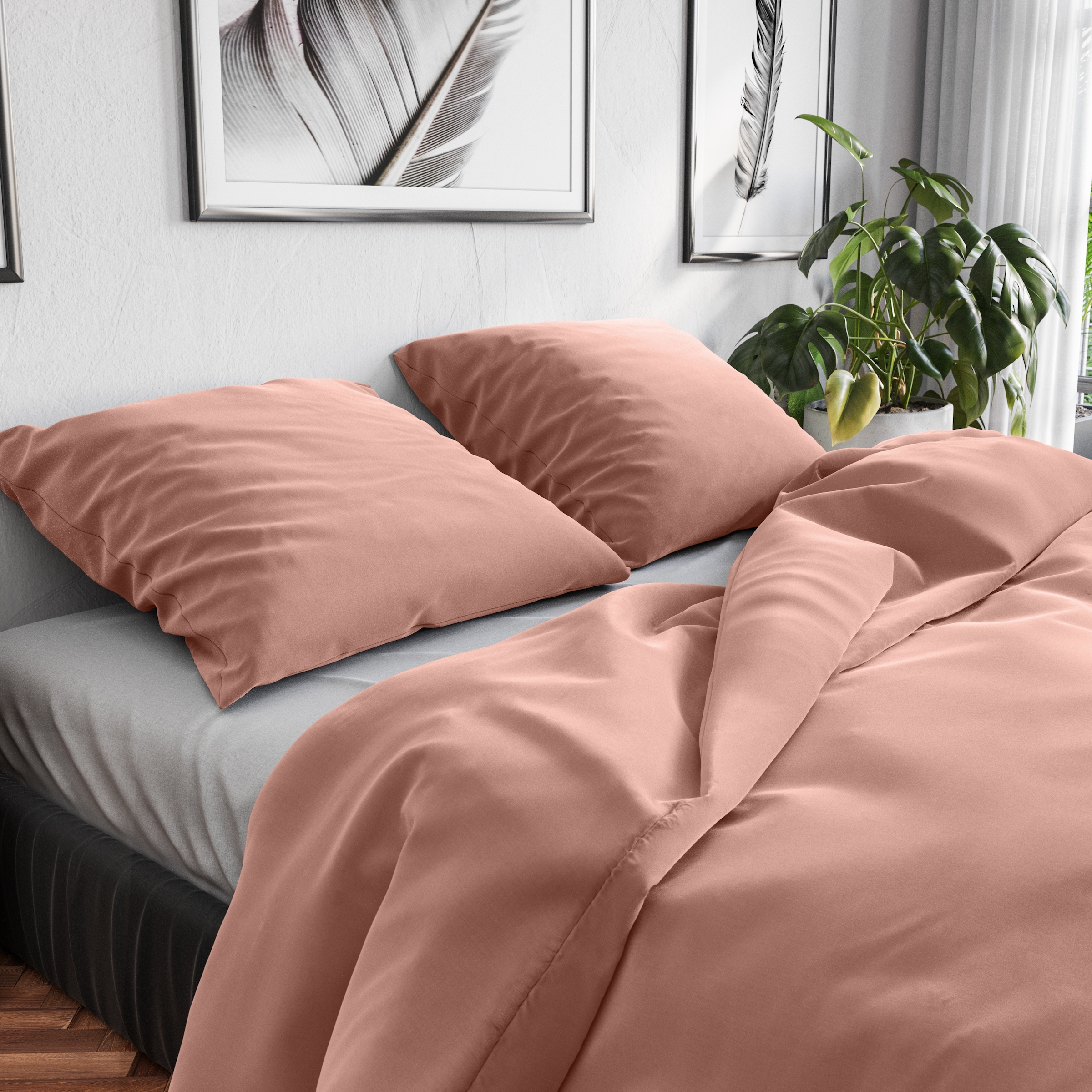 Wolkenfeld Bettwäsche »Renforcé Bettwäsche Baumwolle - Natürlich weiches Schlafgefühl« 2 Stk. 135x200 cm, 155x220 & Übergrößen I inkl. Kissenbezüge 80x80 I uni