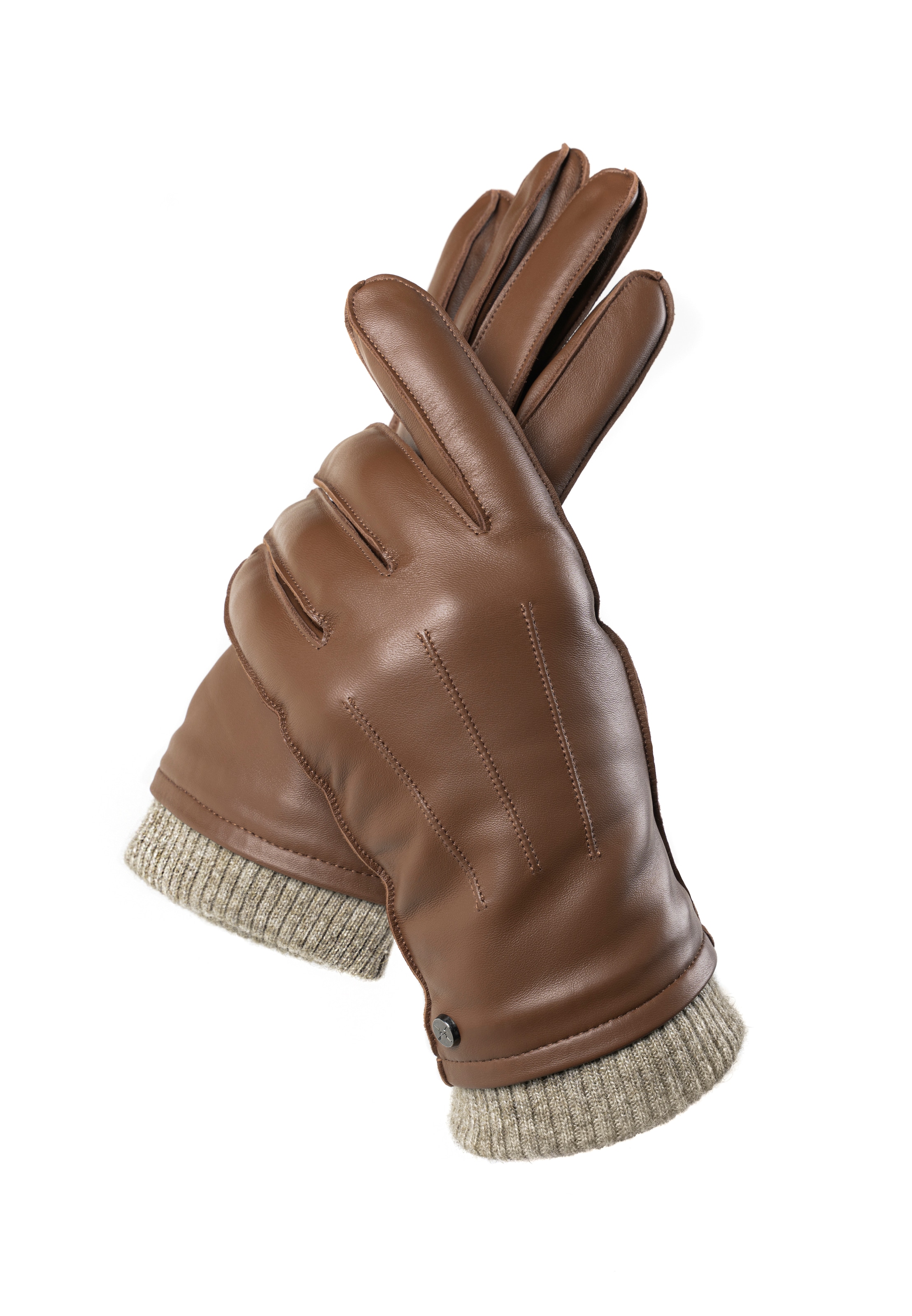 PEARLWOOD Lederhandschuhe »JACKSON« 1 Paar,  Strickbündchen, dekorative Ziernähte,  weiches Fleecefutter