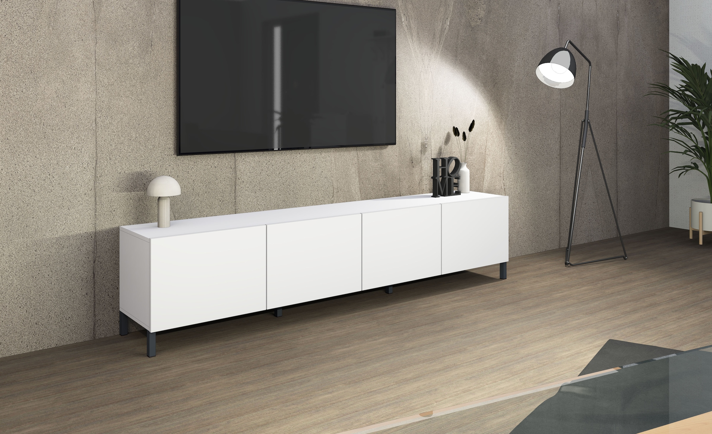 borchardt Möbel Lowboard Metallfüße, grifflose Optik