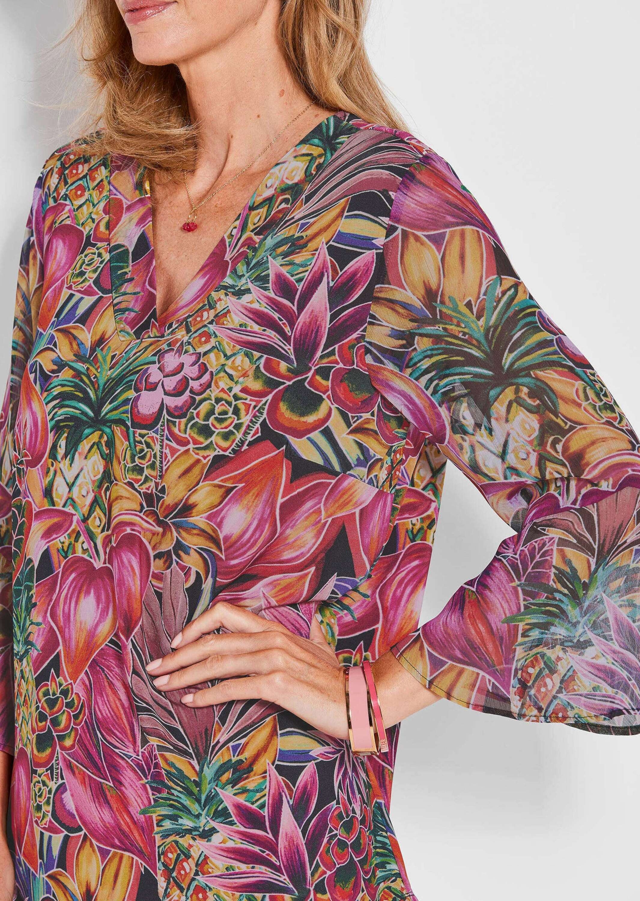 GOLDNER Schlupfbluse »Bunte Tunika mit floralem Print« Florales Muster