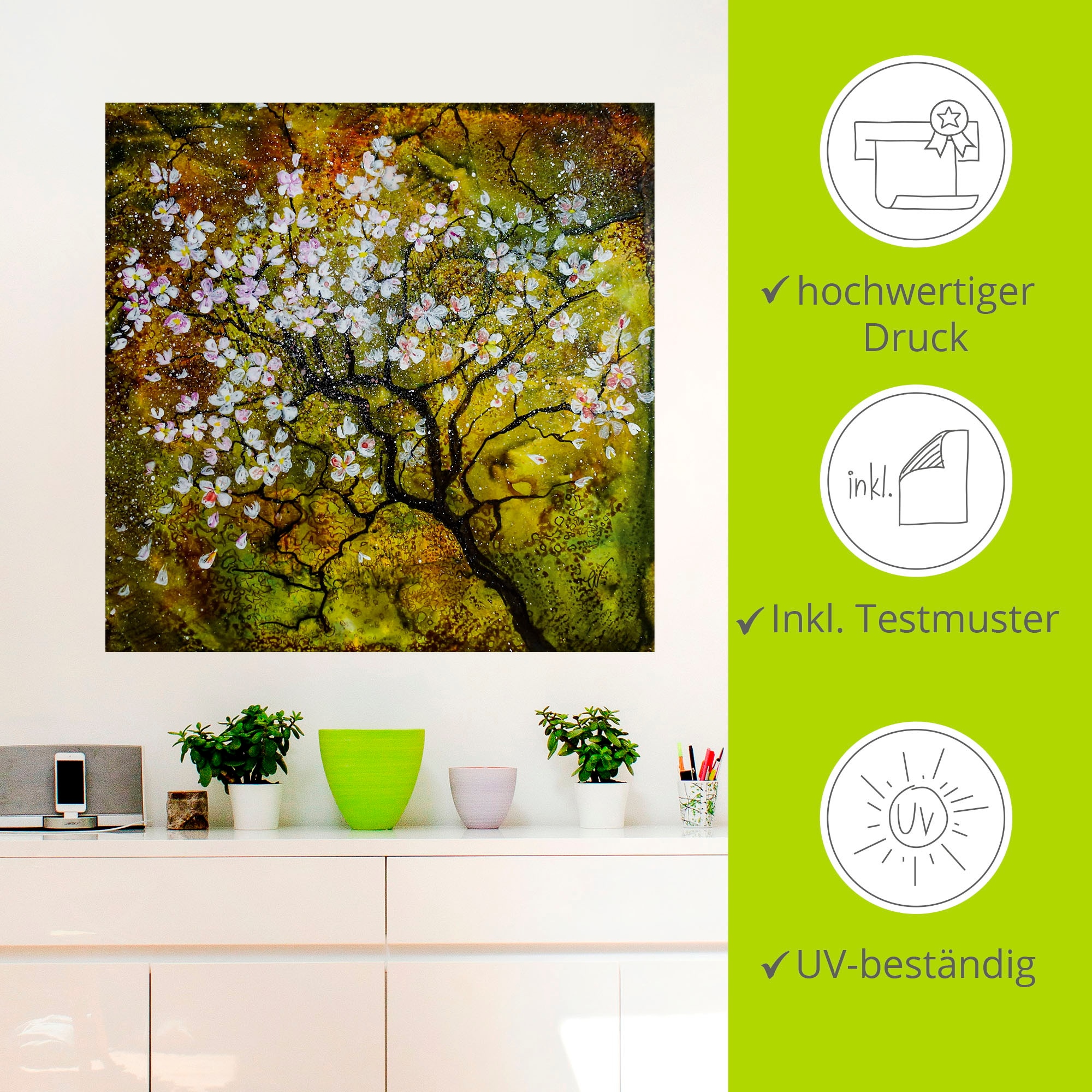 Artland Wandbild »Kirschblüte«, Baumbilder, (1 St.), als Alubild, Outdoorbild, Leinwandbild, Wandaufkleber, versch. Größen
