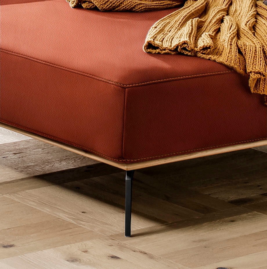 W.SCHILLIG Ecksofa »run, Designsofa mit tollem Sitzkomfort, bequem, L-Form«, mit Holzsockel, Füße in Schwarz pulverbeschichtet, Breite 279 cm