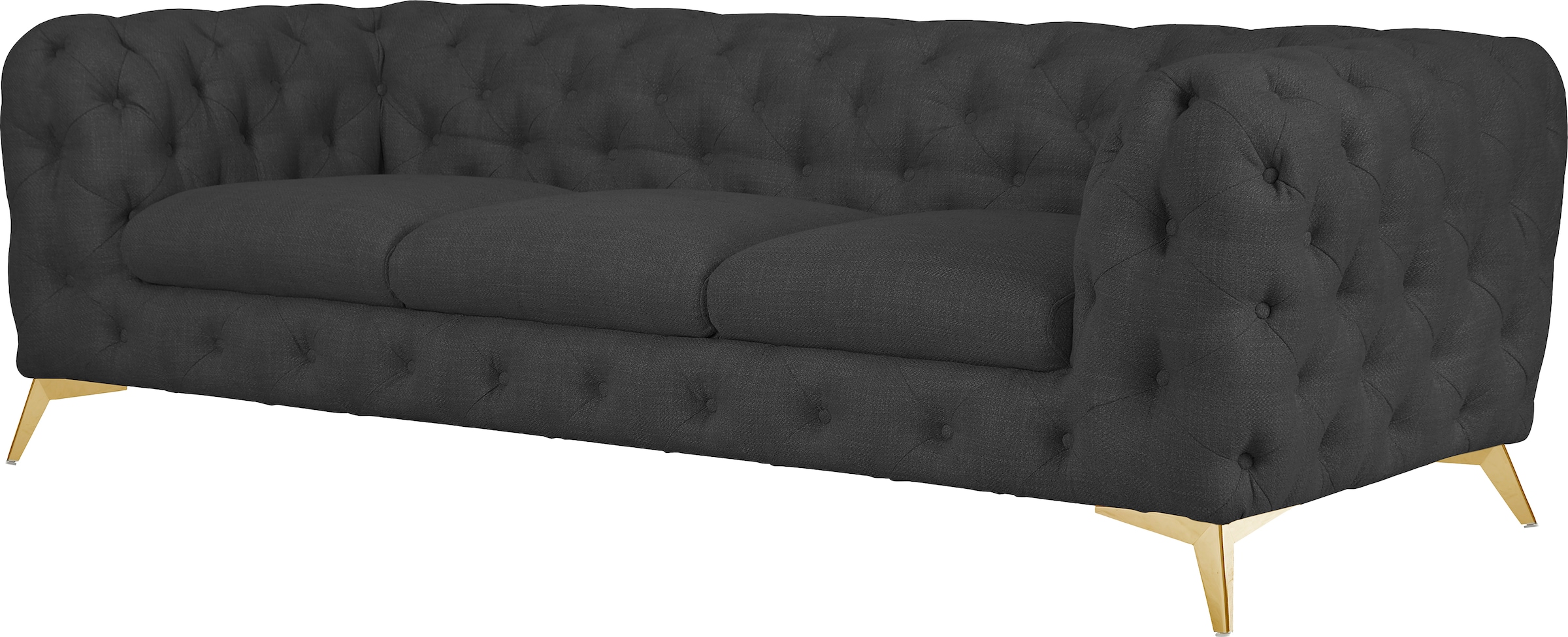 Leonique Chesterfield-Sofa »Glynis«, aufwändige Knopfheftung, moderne Chesterfield Optik, Fußfarbe wählbar