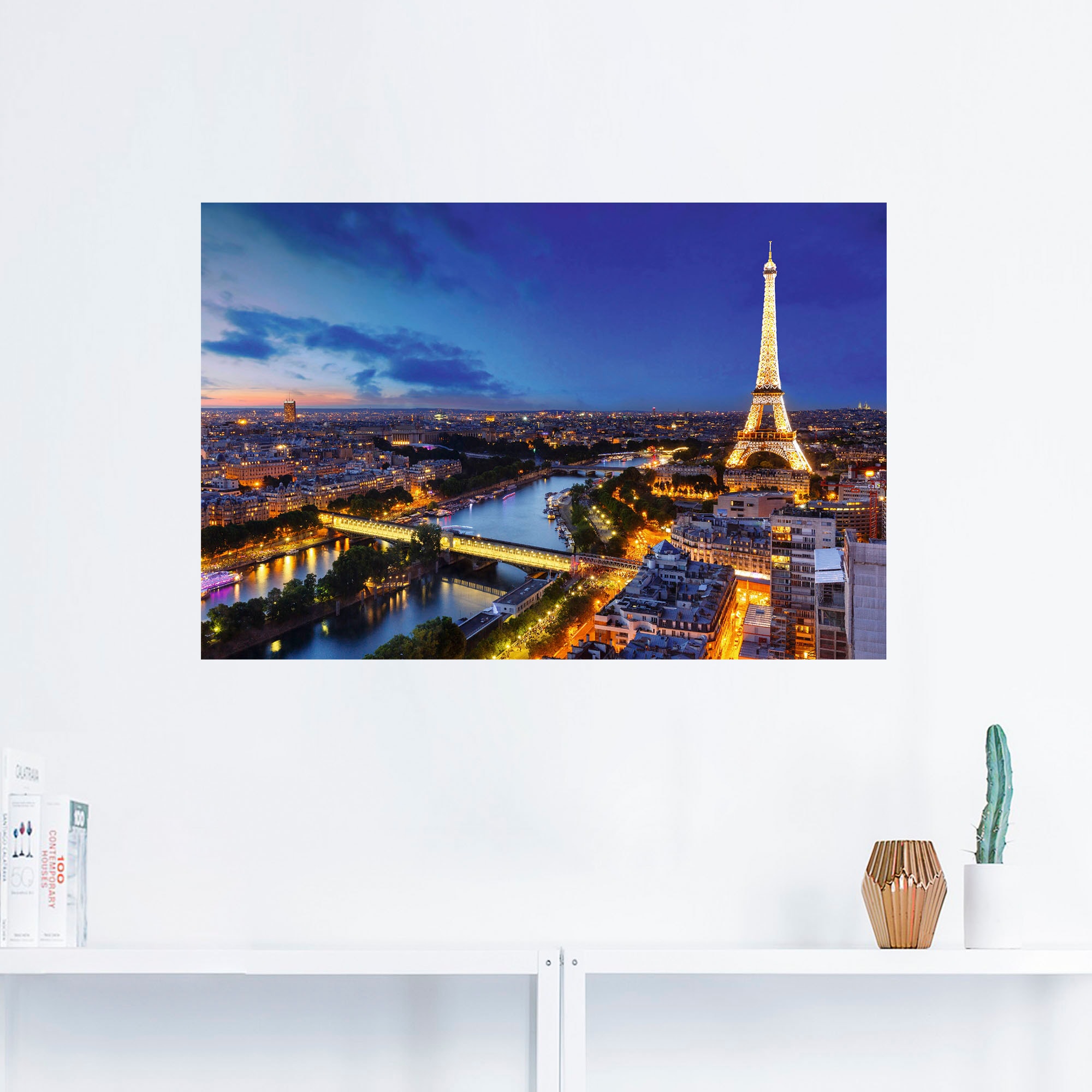 Artland Wandbild »Eiffelturm und Seine am Abend, Paris«, Paris, (1 St.), als Alubild, Outdoorbild, Leinwandbild, Poster, Wandaufkleber