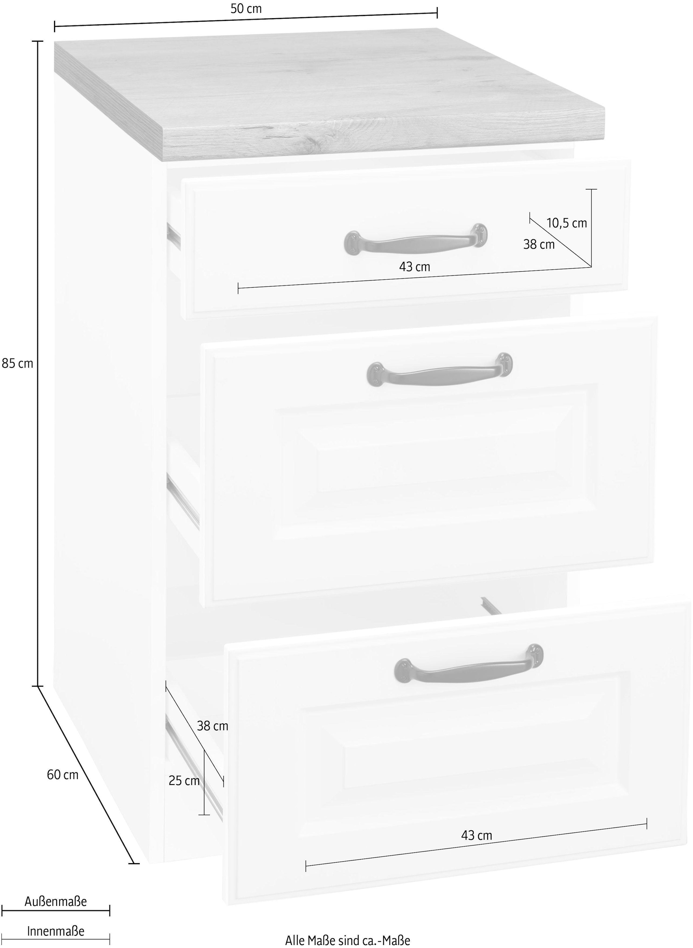 wiho Küchen Unterschrank »Erla« 50 cm breit, mit 2 großen Auszügen, inkl. Arbeitsplatte