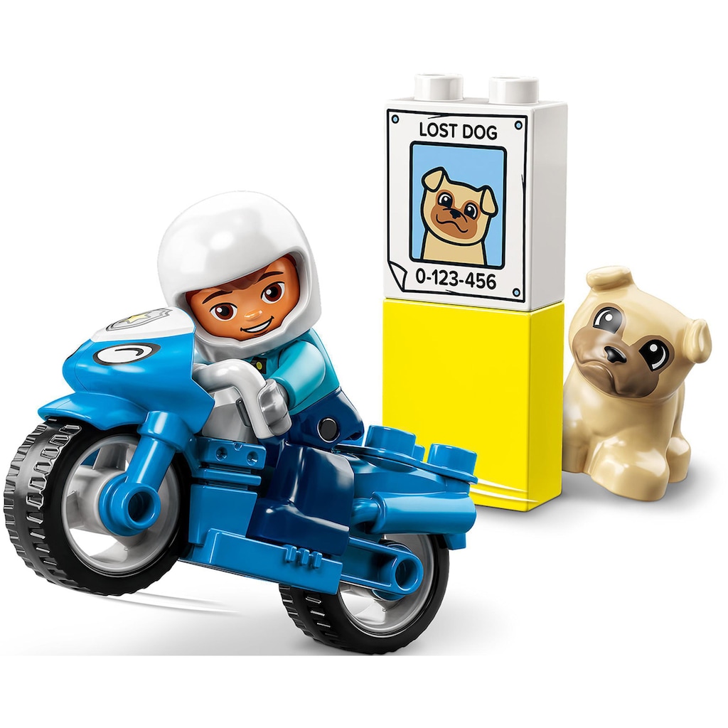 LEGO® Konstruktionsspielsteine »Polizeimotorrad (10967), LEGO® DUPLO«, (5 St.), Made in Europe