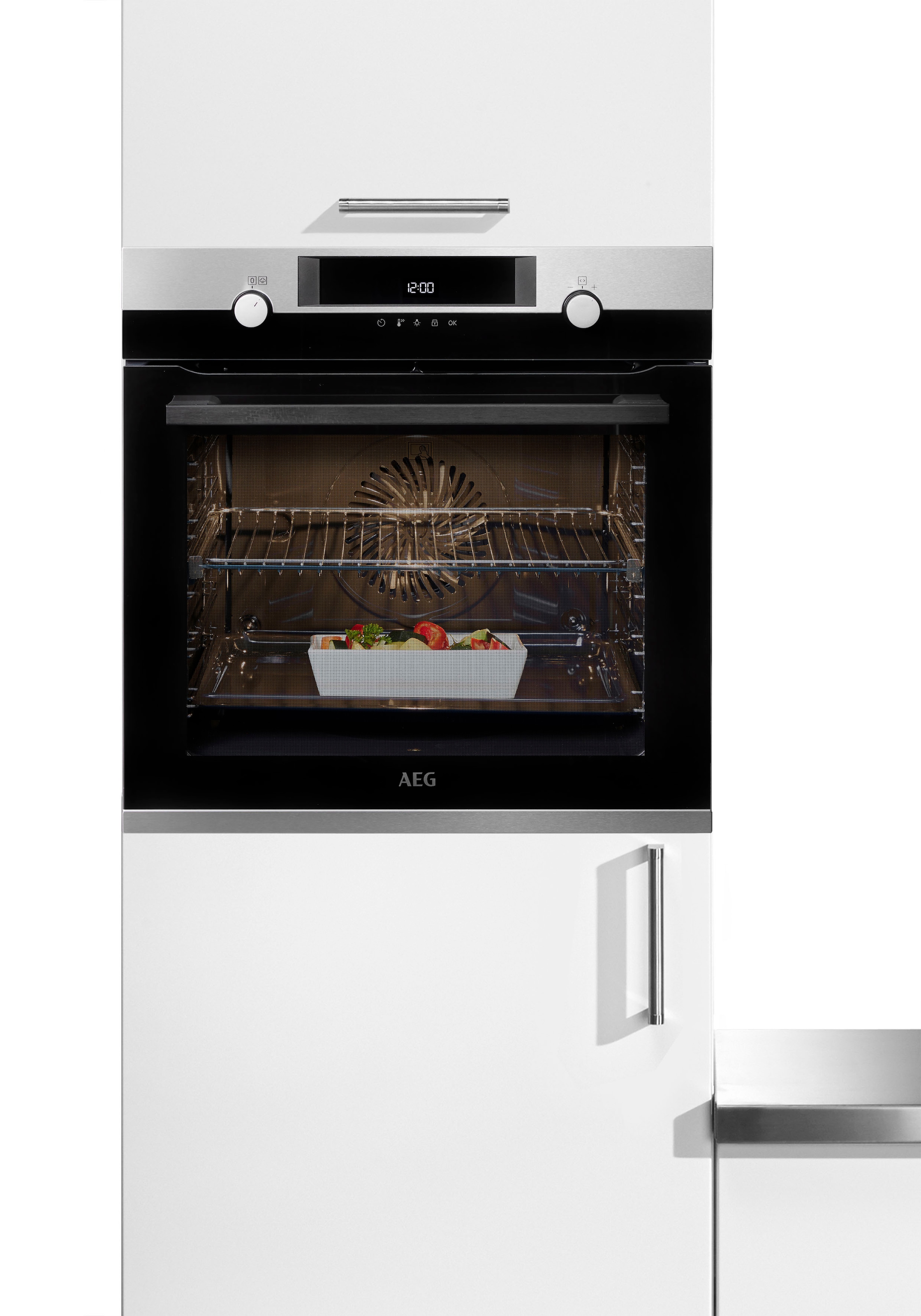 AEG Pyrolyse Backofen 6000 »BPE55526BM«, mit 1-fach-Teleskopauszug, Pyrolyse-Selbstreinigung, SteamBake - Feuchtigkeitszugabe, Touch, Heißluft, Pizza- & Grillstufe