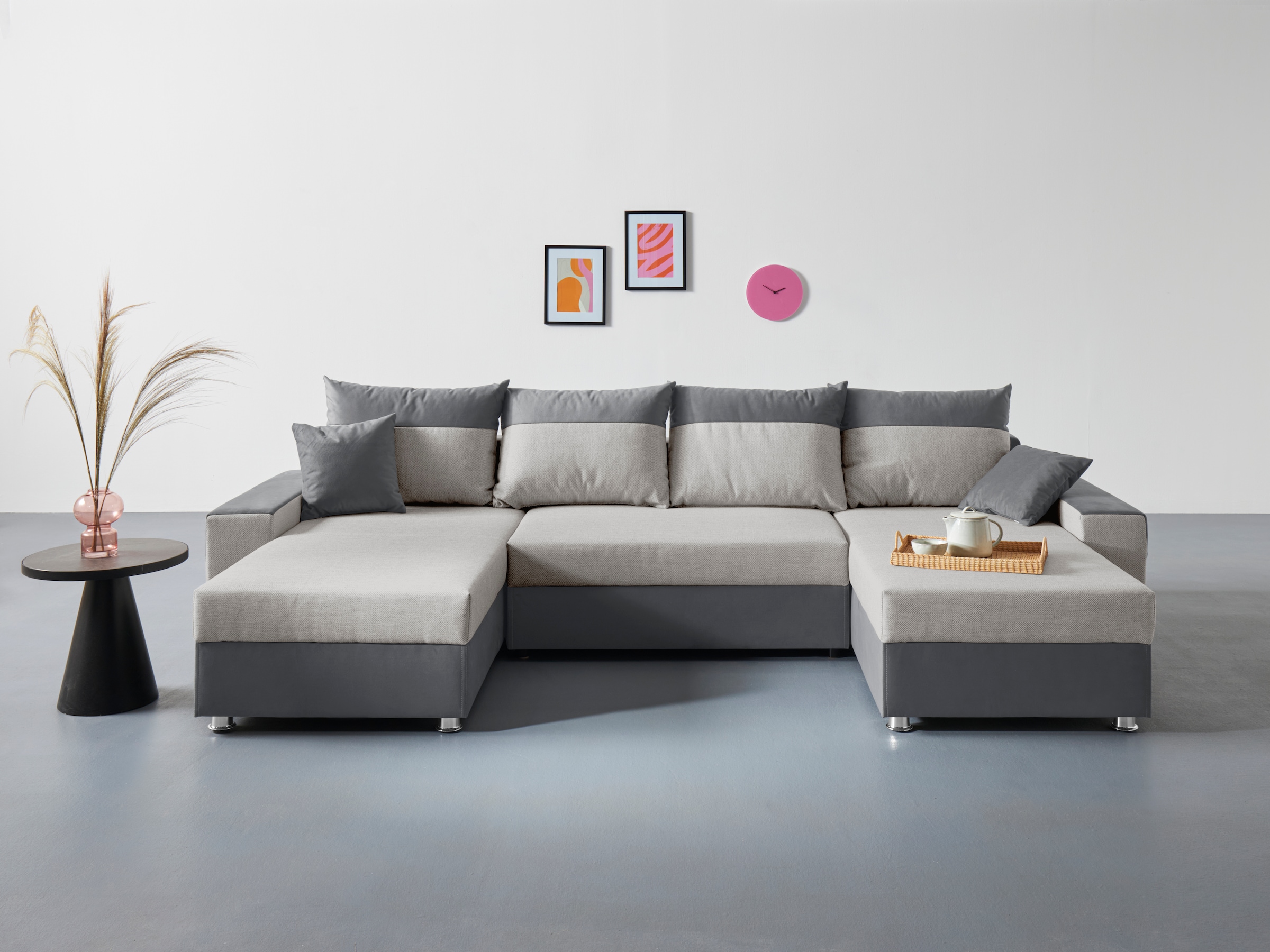 COLLECTION AB Wohnlandschaft »Antalya U-Form«, mit Bettkasten und Bettfunktion, 2 Zierkissen inklusive