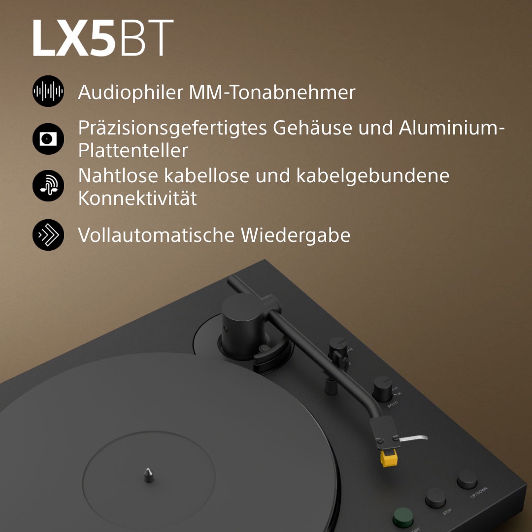 Sony Plattenspieler »PS-LX5BT + SRS-XB100« Vollautomatik, Riemenantrieb, Tonabnehmer, Hi Res Wi, Phono Vorv.