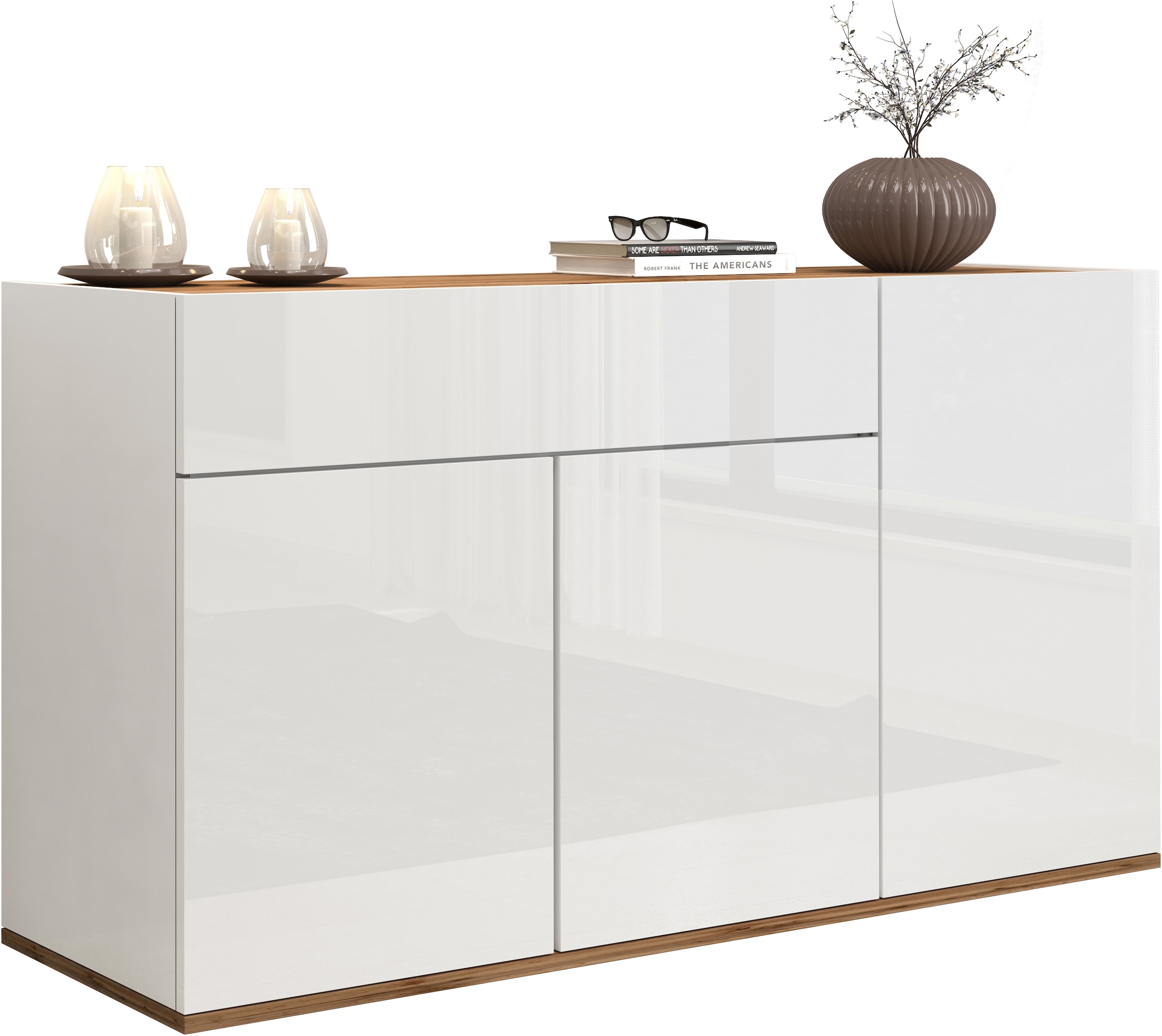 INOSIGN Sideboard »Garda, Kommode, Schrank, Kredenz«, 3 Türen, 1 Schublade, grifflos Breite 120,1 cm