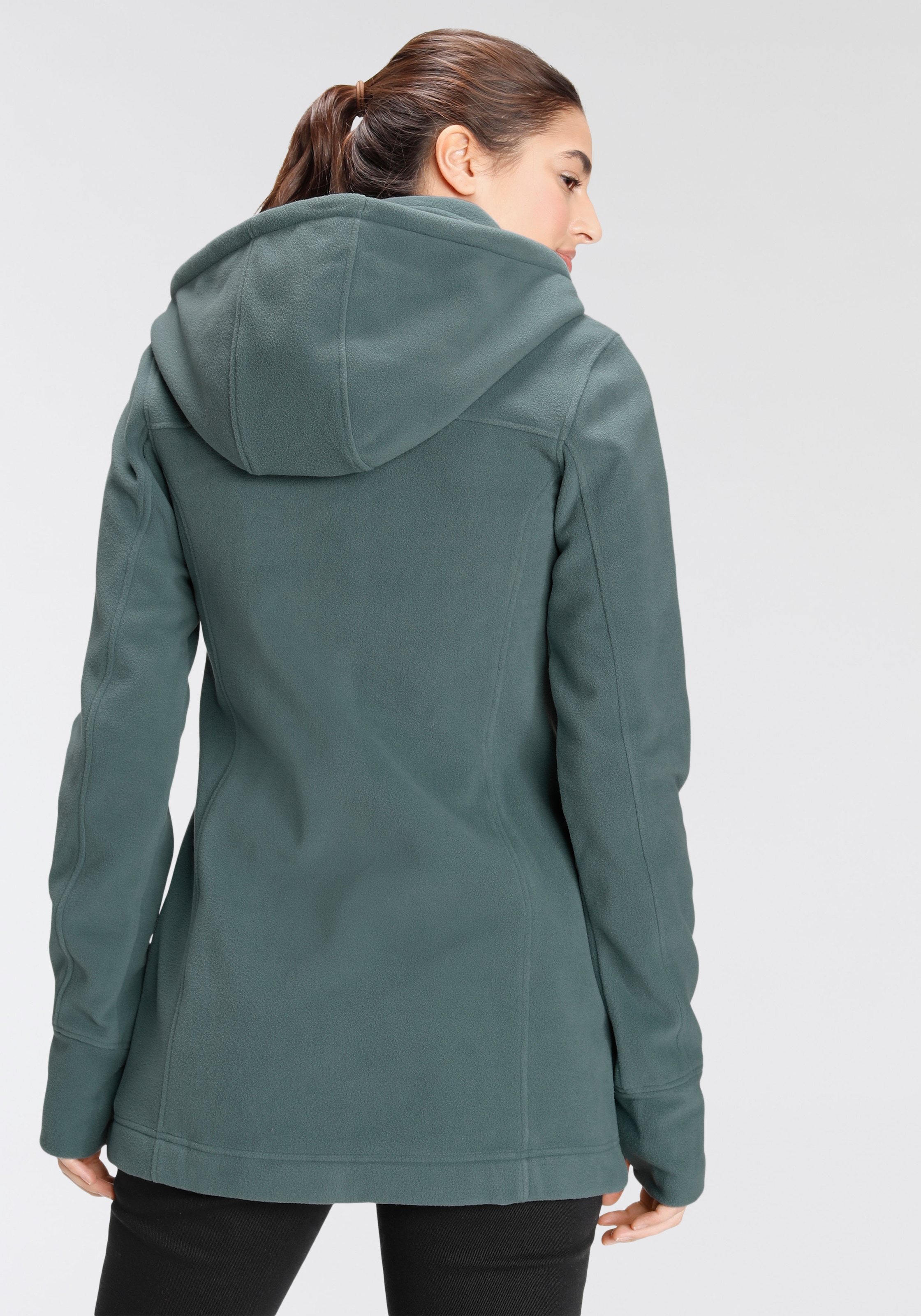 Polarino Fleecejacke, mit Kapuze, aus Fleece, atmungsaktiv, schnell trocknend