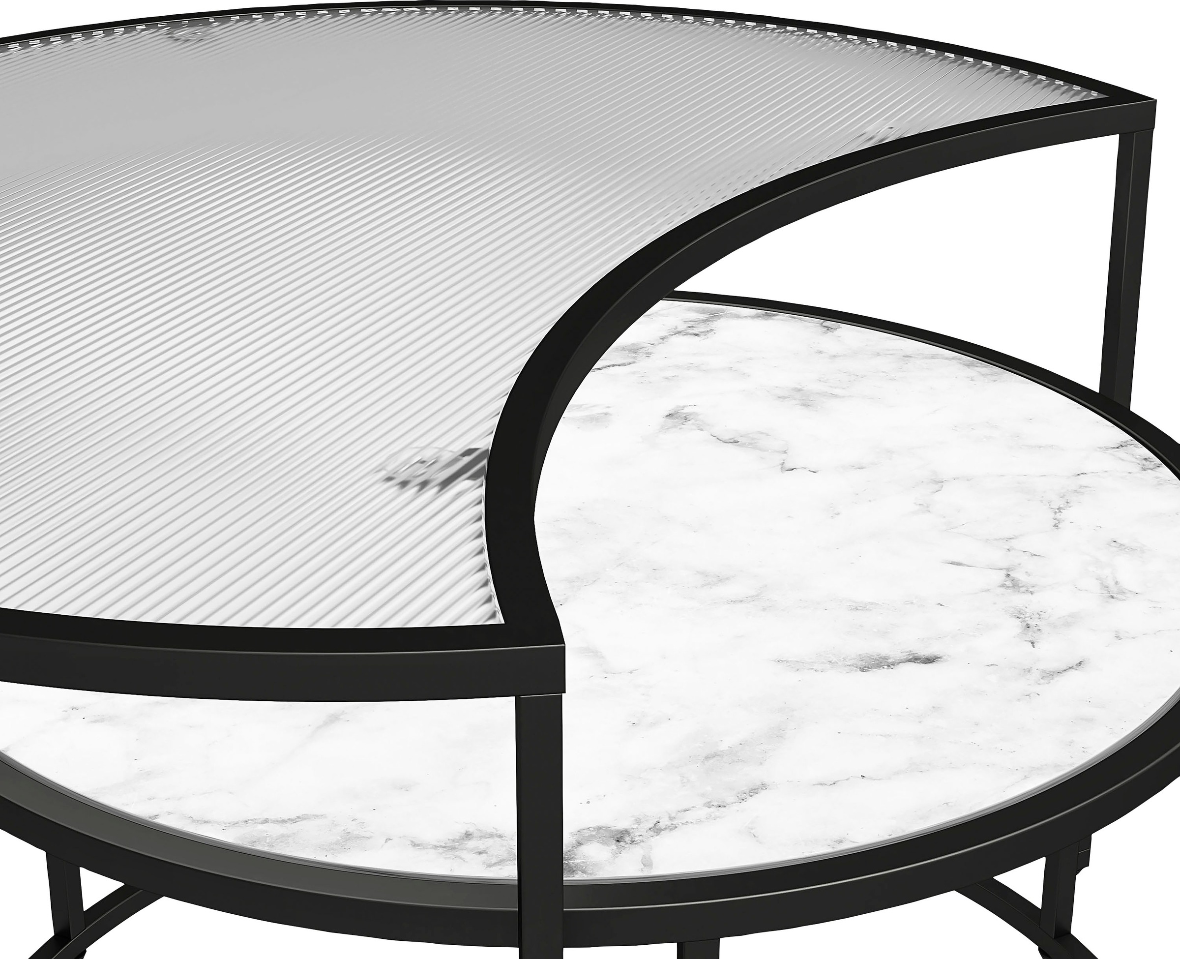 Dorel Home Couchtisch »Moon«, (2 St.), mit obere Tischplatte aus geriffeltem Glas, Höhe 45 cm