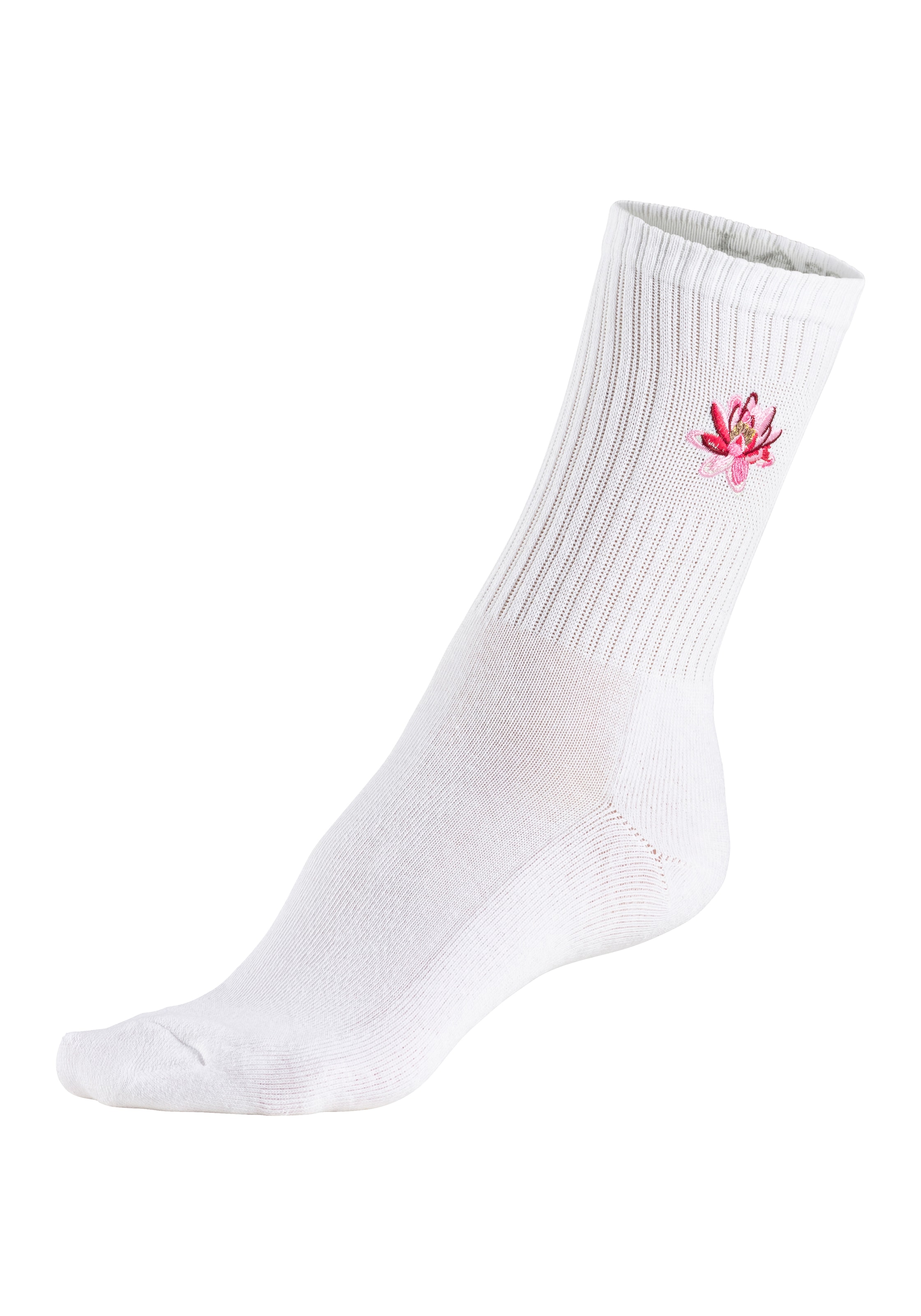 LASCANA Tennissocken, (Packung, 3 Paar), mit Frotteesohle und Stickerei