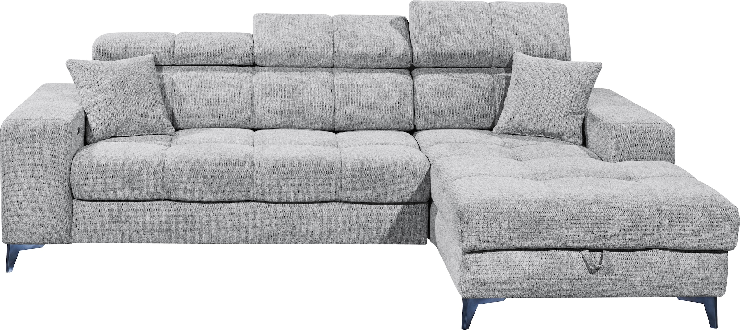 ED EXCITING DESIGN Ecksofa »Sydney L-Form mit Bettfunktion, Bettkasten, Kopfteilverstellung« motorischer Sitztiefenverstellung, USB-Port & 2 Zierkissen