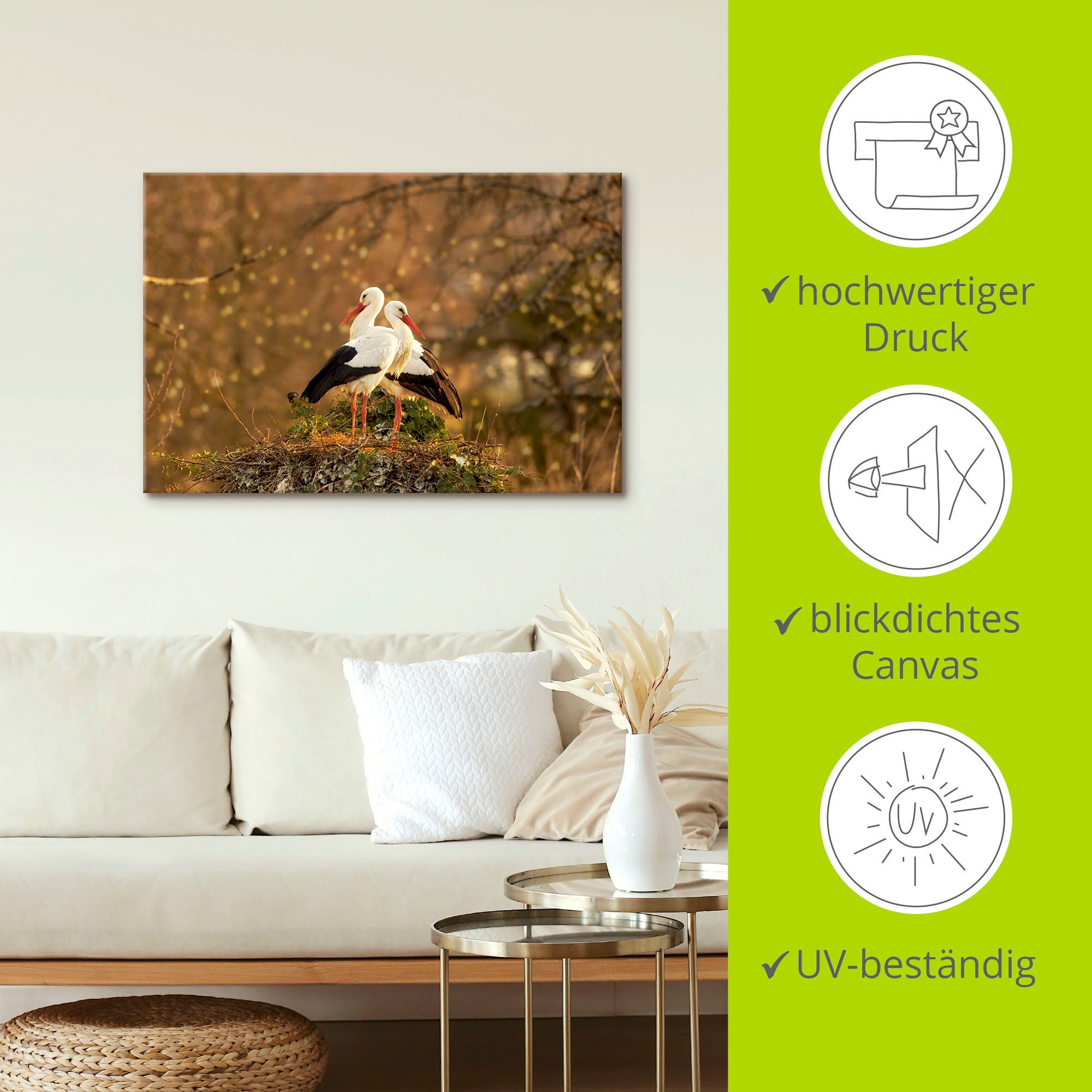 Artland Leinwandbild »Storchenpaar« Vogelbilder 1 Stk. tlg. auf Holzrahmen gespannt