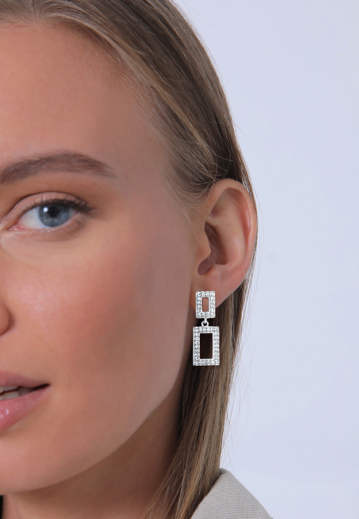 Elli Premium Paar Ohrstecker »Ohrringe Ohrhänger Kristalle Modern Geo Form 925 Silber«