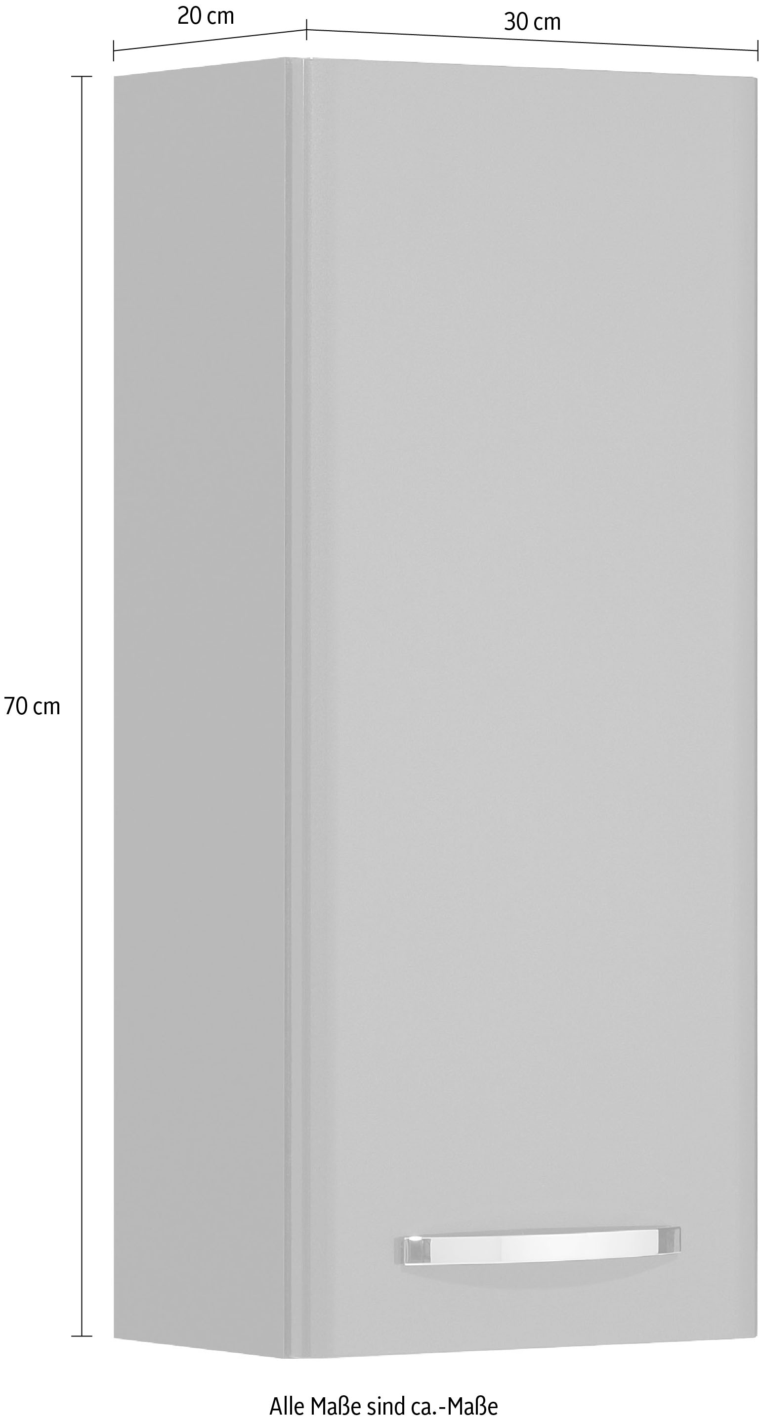 Saphir Hängeschrank »Quickset 327 Wand-Badschrank 30 cm breit, 1 Tür, 2 Einlegeböden« Badezimmer-Hängeschrank inkl. Türdämpfer, Griffe in Chrom Glanz