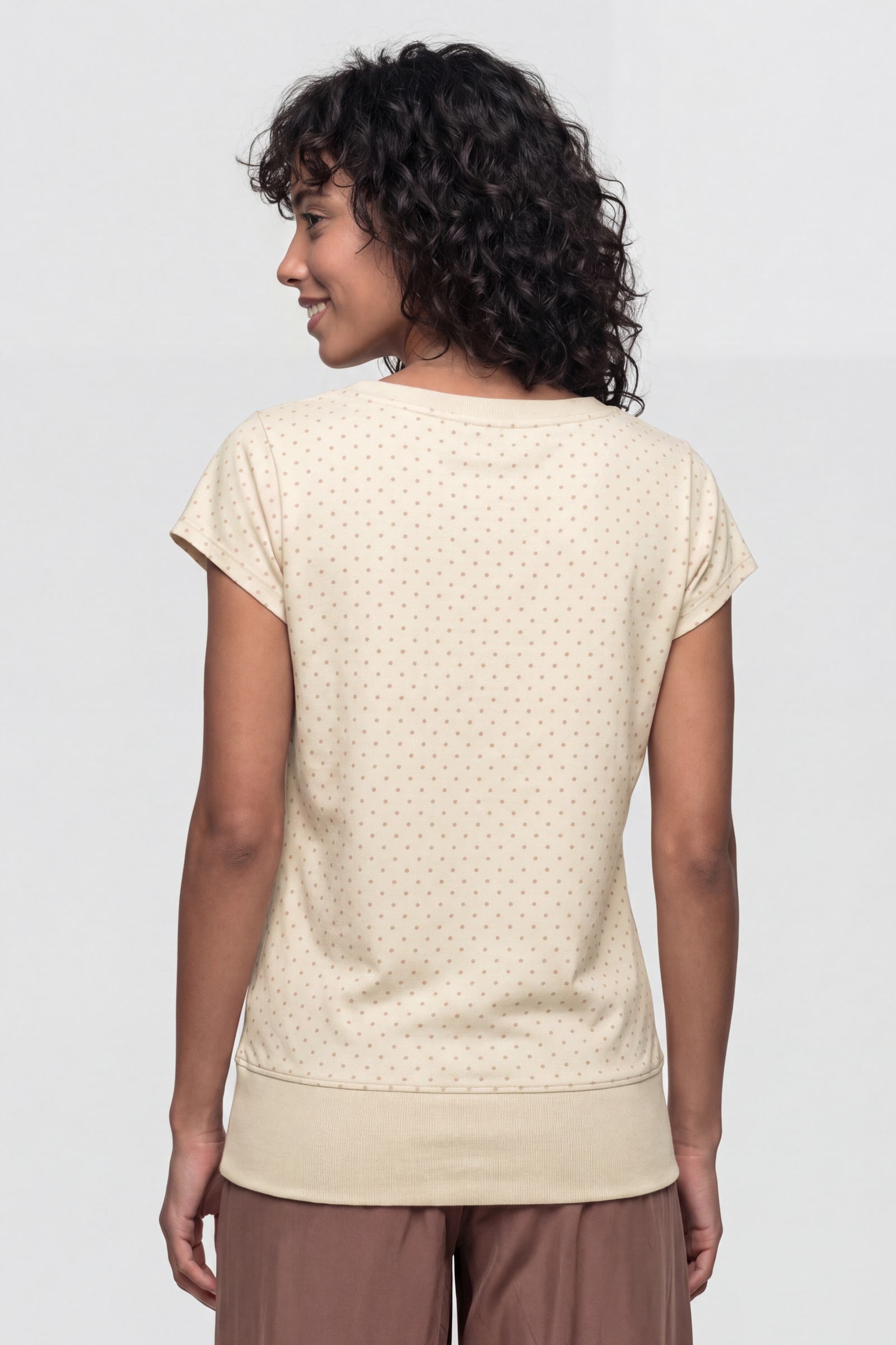 Alife & Kickin Rundhalsshirt Kurzarm mit Polka-Dot-Allover-Print, Scoop-Neck und Rippbund