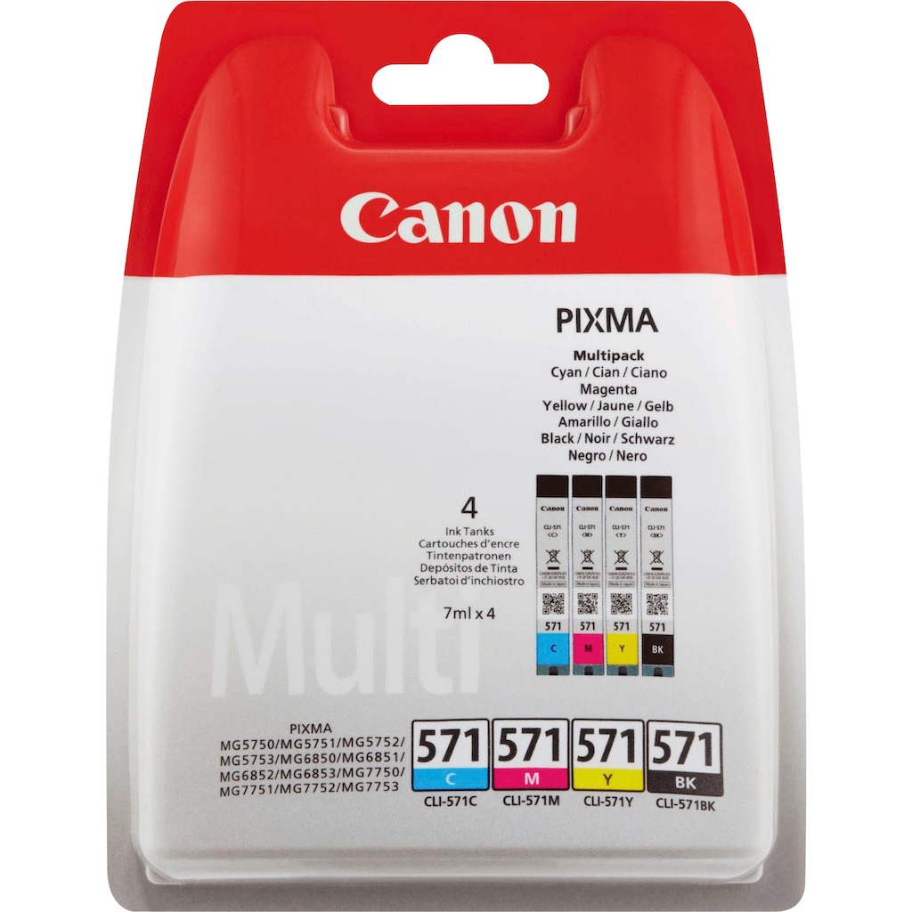 Canon Tintenpatrone »CLI 571«, (Spar-Set), original Druckerpatrone 571 schwarz/cyan/magenta/yellow