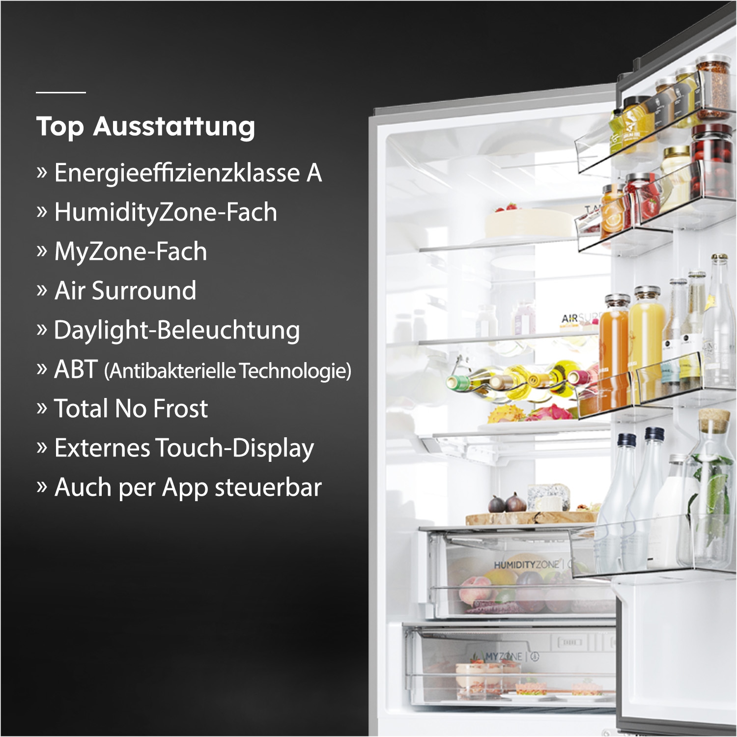 Haier Kühl-/Gefrierkombination Combi 2D 60 »HDPW7620ANPK« 205 cm hoch 59,5 cm breit Daylight: LED-Lichtsäule für optimale Sicht