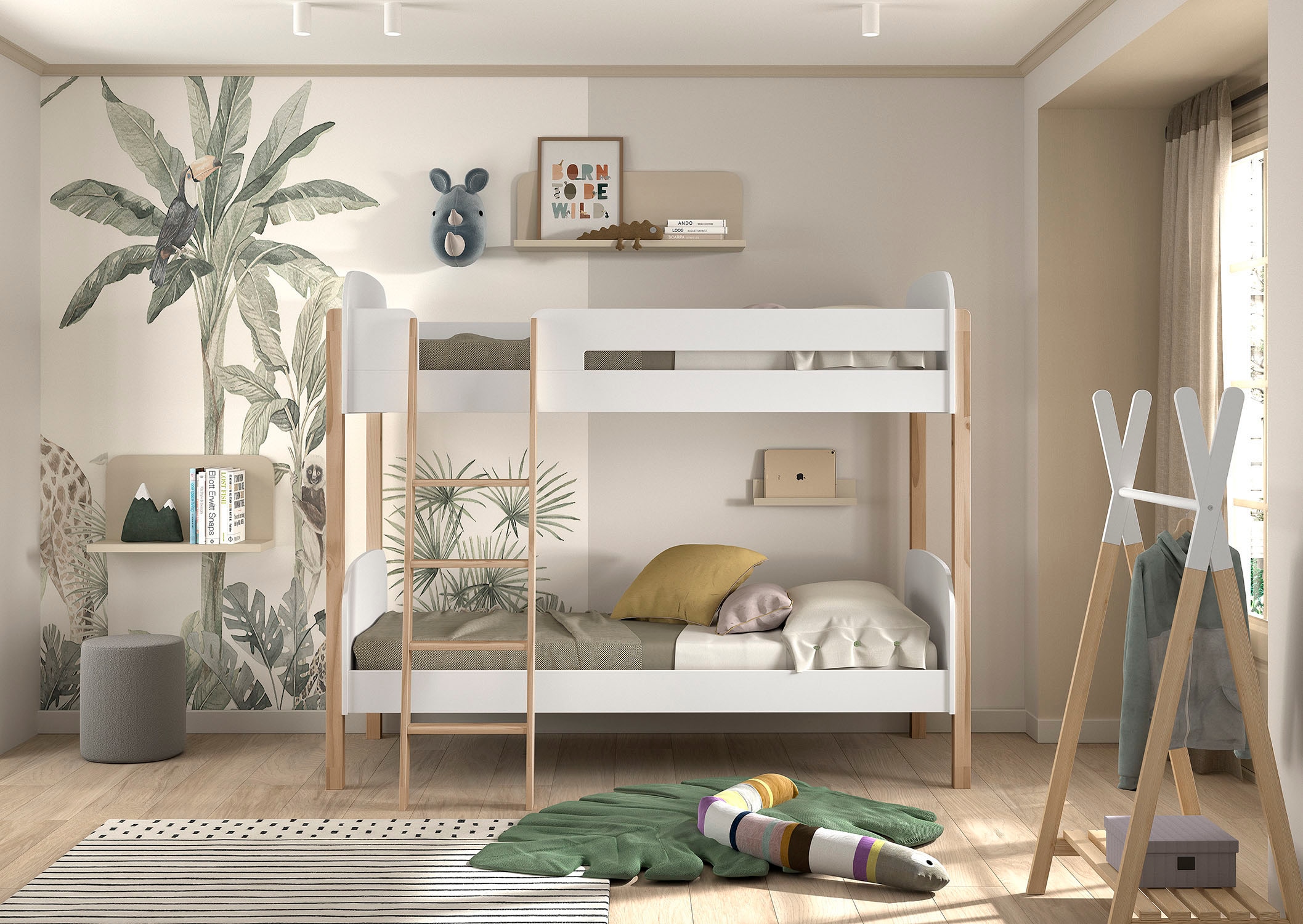 Home affaire Etagenbett, (Made in Europe), ideal für kleine Räume, LF 90x200cm, m. Lattenrost u. Leiter, lackiert