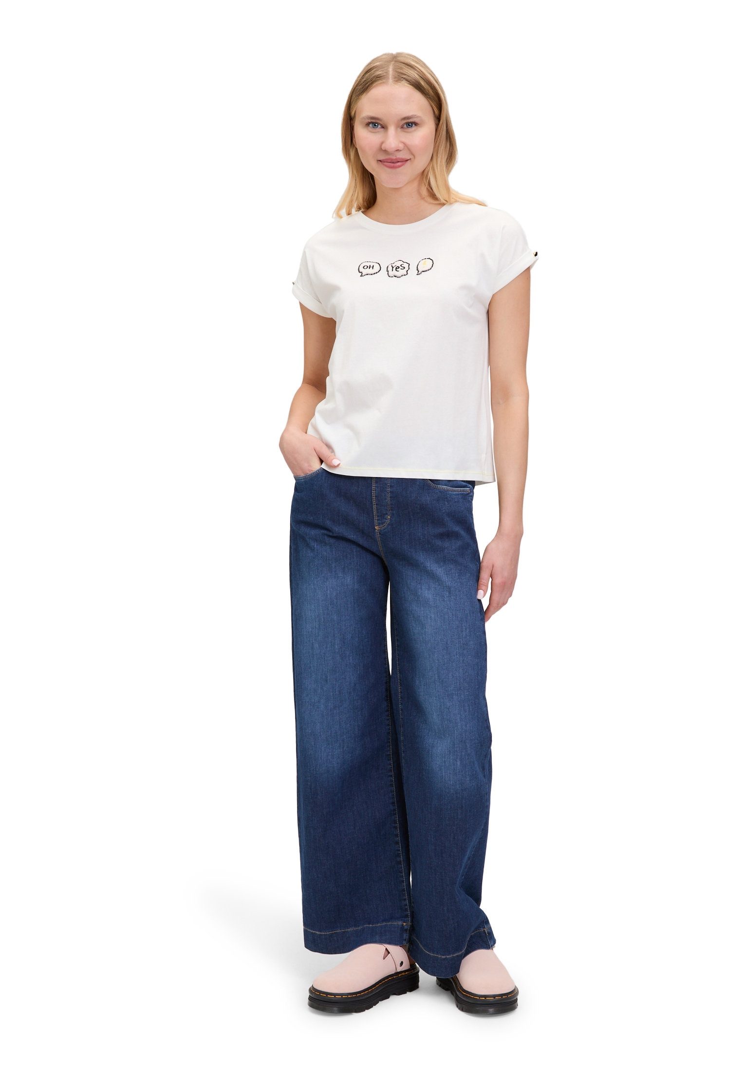 Cartoon Kurzarmshirt »Baumwollshirt mit Ärmelaufschlag«
