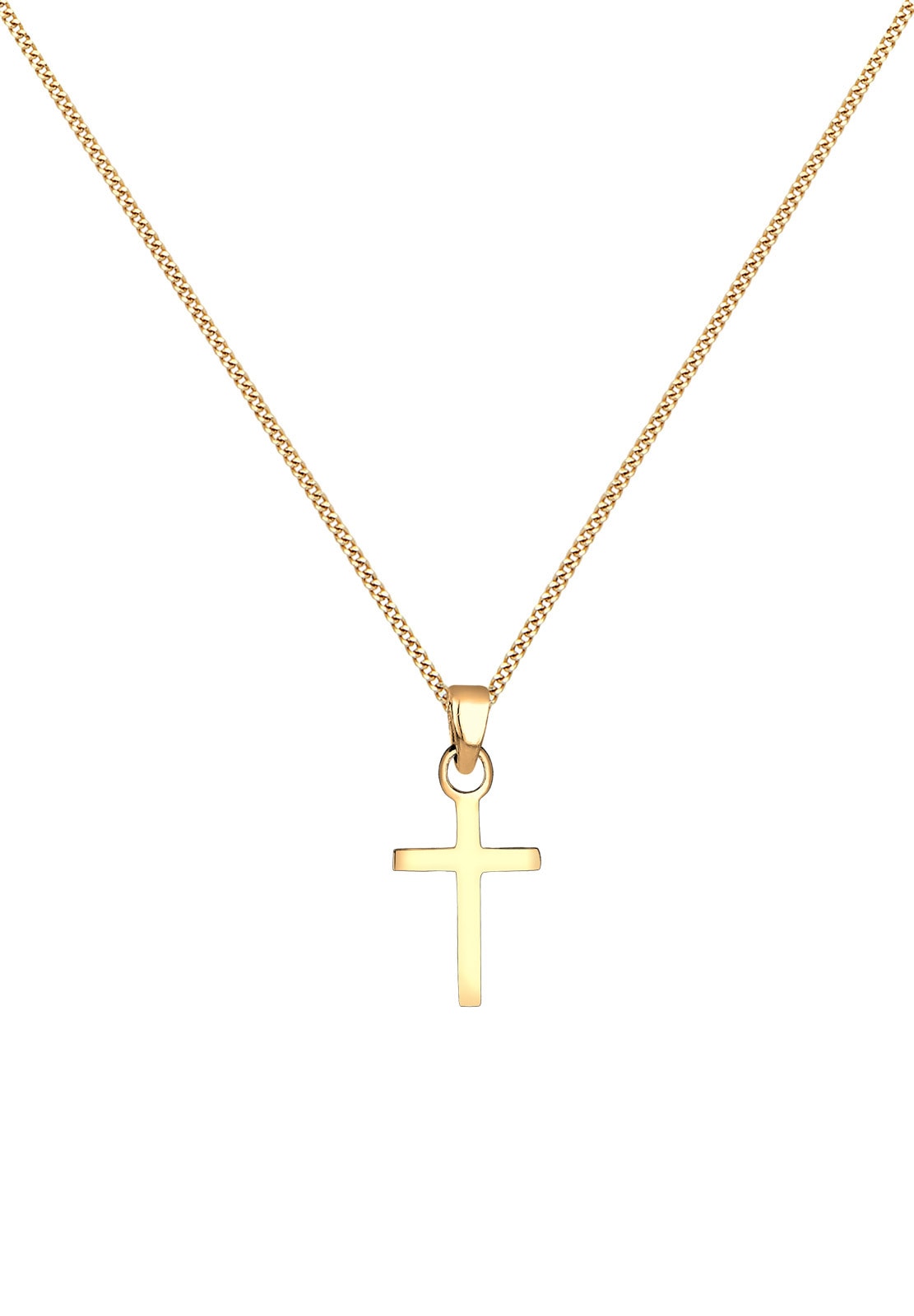 Elli Premium Kette mit Anhänger »Halskette Kreuz Konfirmation Kommunion Glaube 585 Gelbgold«