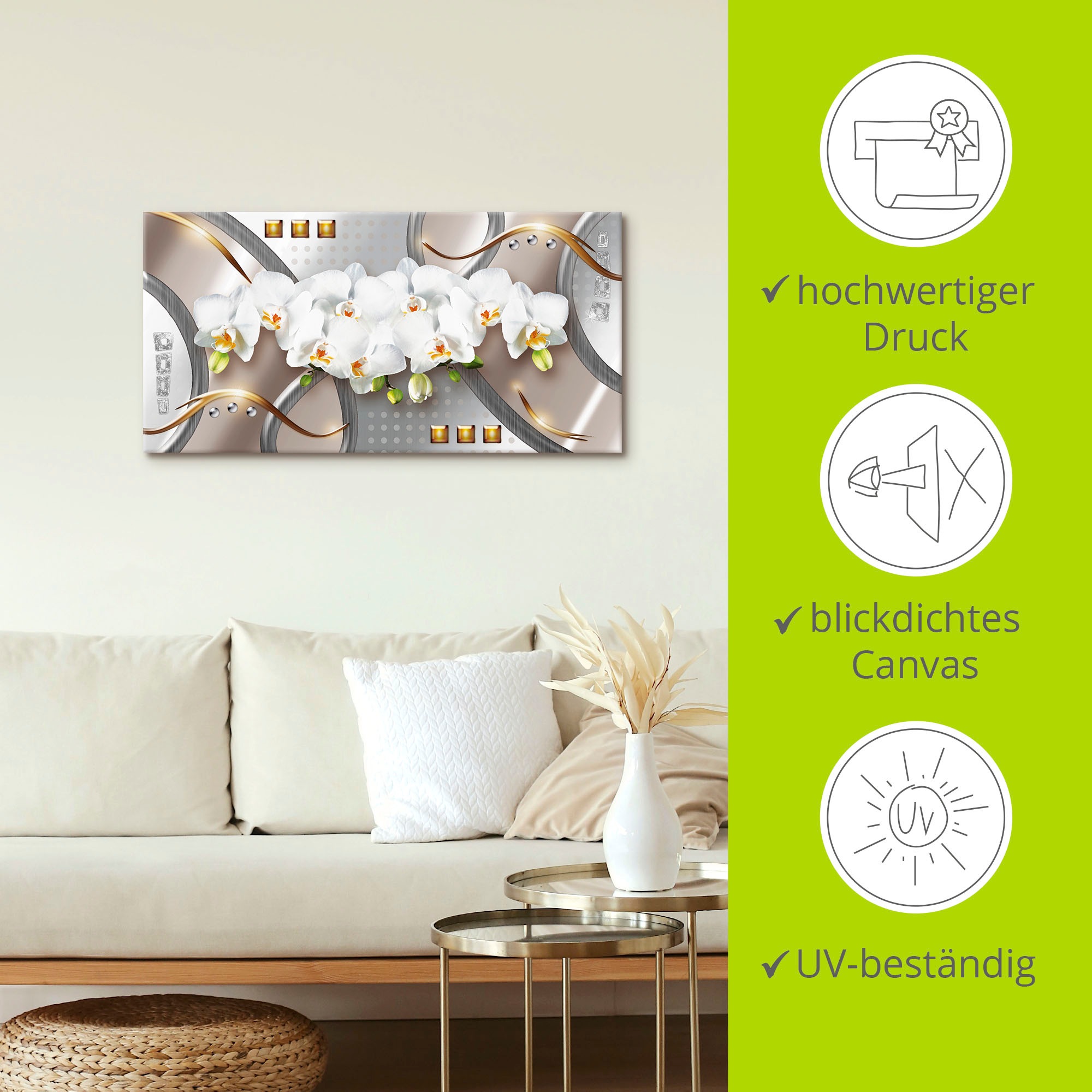 Artland Wandbild »Orchideen mit Elementen« Blumen 1 Stk. tlg. als Leinwandbild, Poster in verschied. Größen