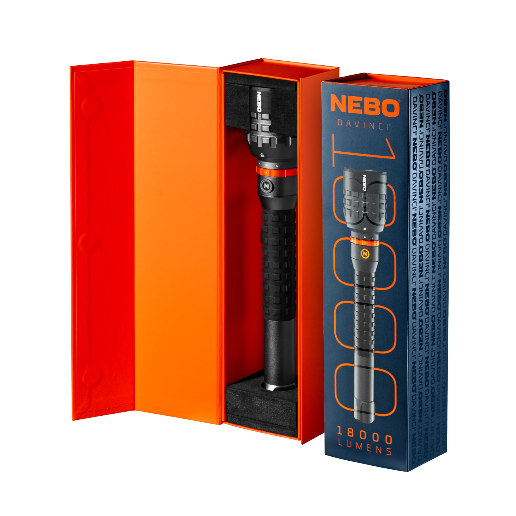 NEBO LED Taschenlampe »DAVINCI™ 18000«, wiederaufladbar, extreme Leuchtkraft, 2-fach Zoom, Powerbank-Funktion