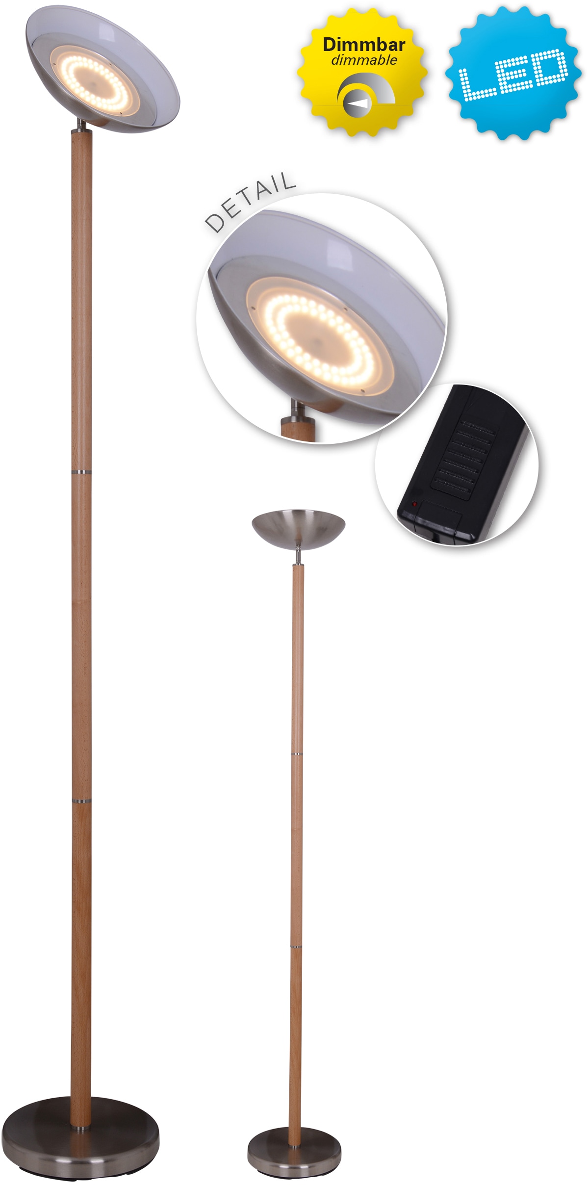 näve LED Stehlampe »Matilda«, 1 flammig-flammig, Höhe 192cm Buchenholz  Zuleitung schwarz mit Fußschalter dimmbar online kaufen | mit 3 Jahren XXL  Garantie