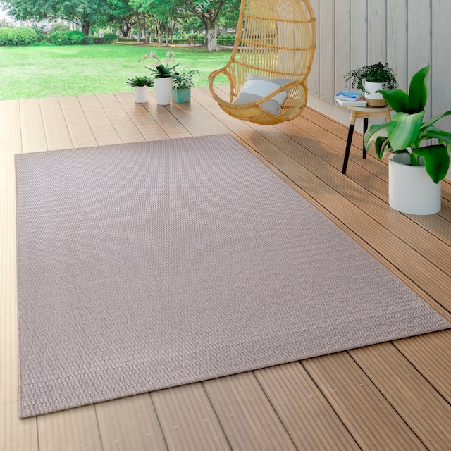 Paco Home Teppich »Waregem 624«, rechteckig, Flachgewebe, Uni Farben, In-  und Outdoor geeignet, Wohnzimmer