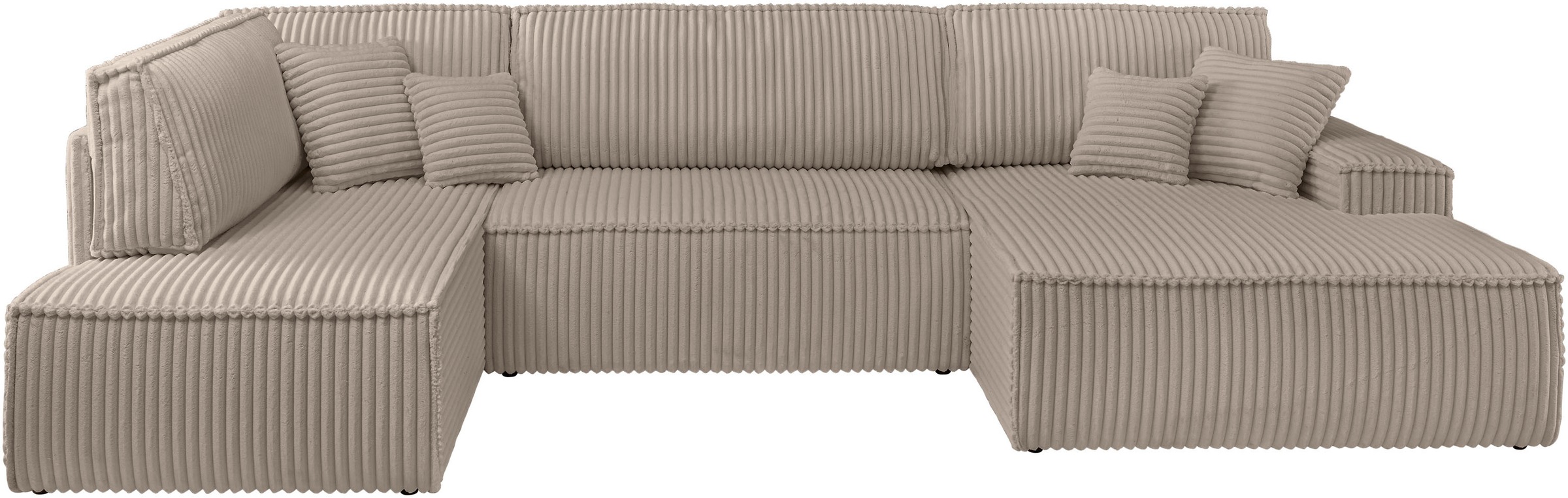 OTTO home Wohnlandschaft »FINNLEY U-Form XXL 329 cm - OTTO. Verlässliche Qualität.« Schlafsofa, Bettkasten, in Bouclé, Struktur fein und Mega Cord