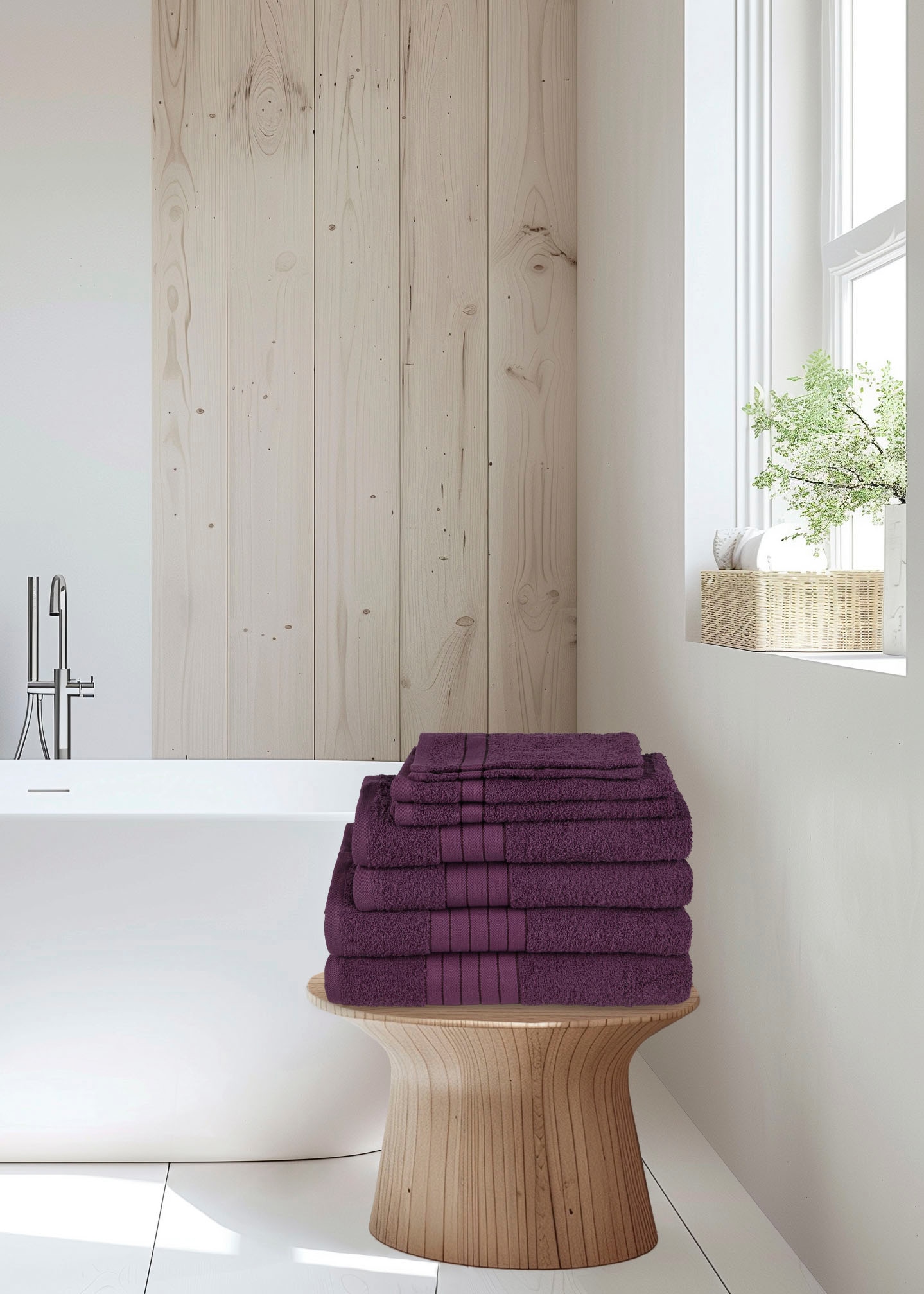 good morning Handtuch Set »Uni«, (Set, 8 St., 2 Stück 70x140 cm-2 Stück 50x100 cm-2 Stück 30x50 cm-2 Stück 16x21 cm), Baumwolle, Walkfrottee, Bordüre, 500 GSM, Einfarbig, ohne Aufhängung