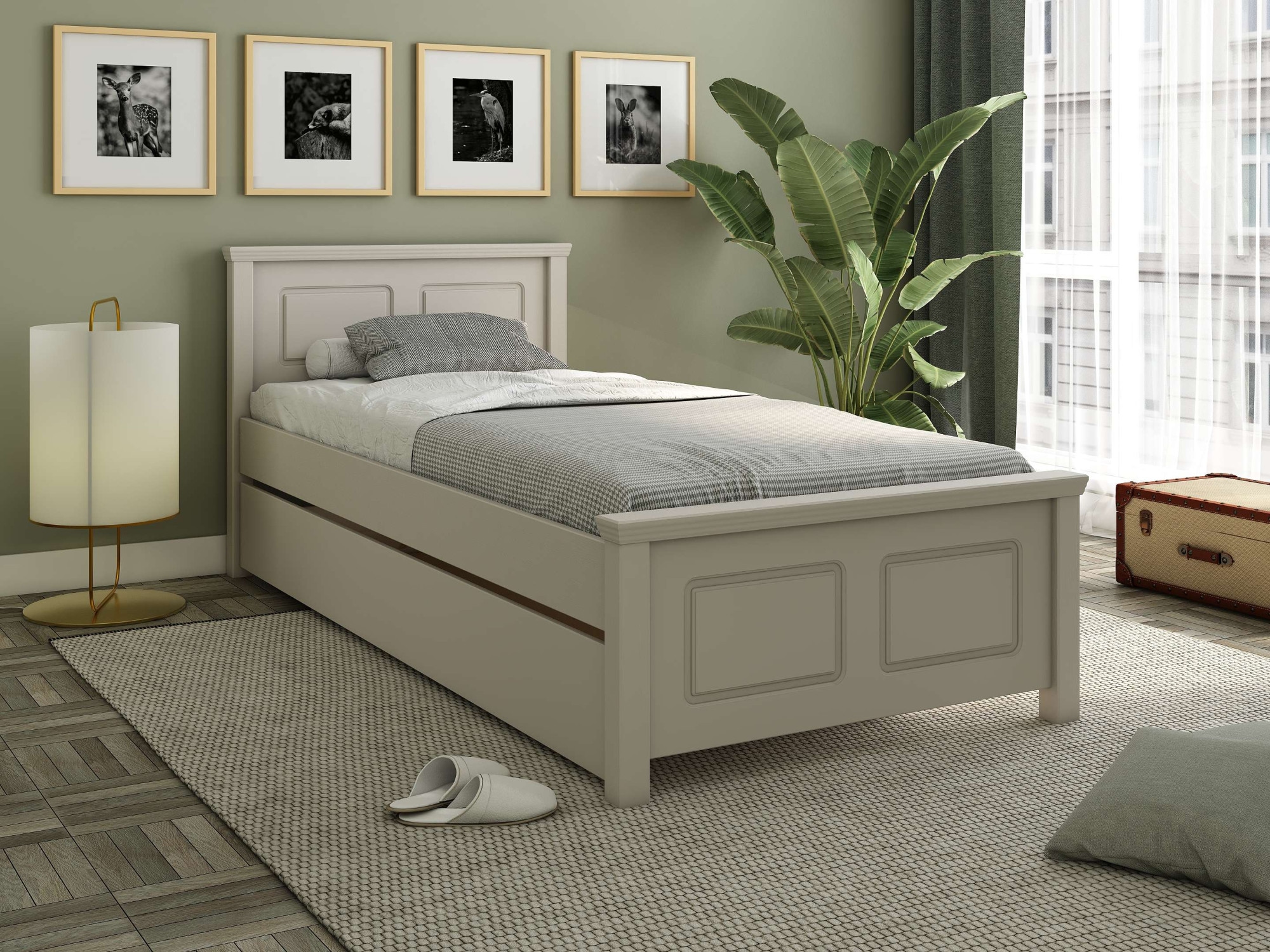 OTTO home Massivholzbett »ERIK' , Made in Europe, optional mit Schublade, Massivholz Kiefer« FSC® zertifiziert,  in mehreren Größen, Landhausstil mit Kassettenoptik