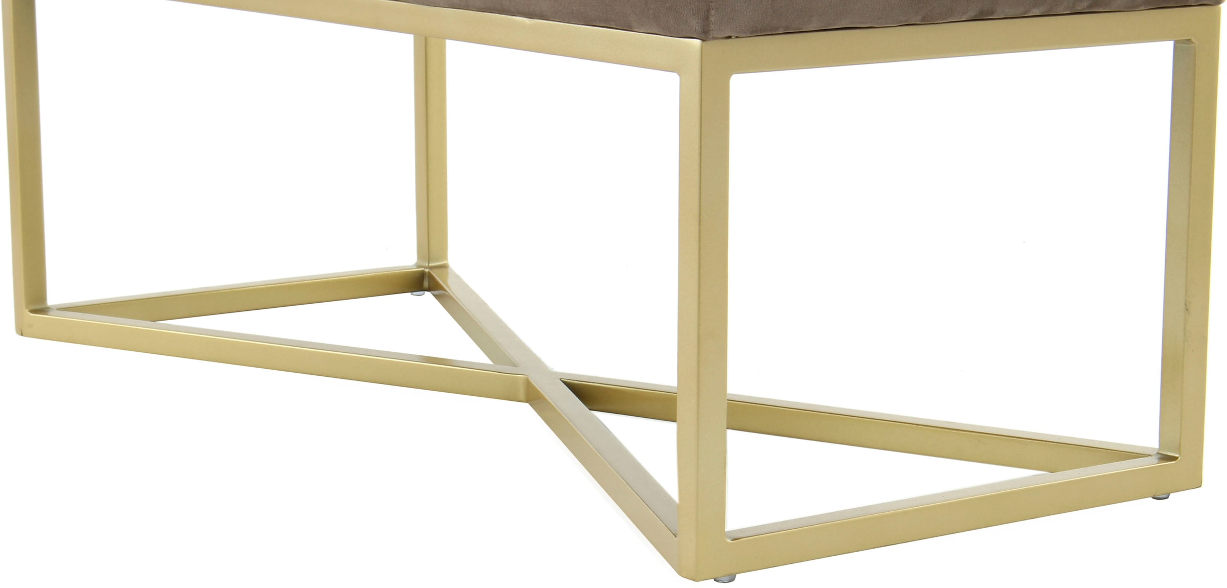 Kayoom Hockerbank »Cameron 125, glamouröses Design, glänzenden Metallfüßen, in Samt-Look« 1 Stk. tlg. bequem, elegant, mit Zierknöpfen, Gold-coated Eisengestell