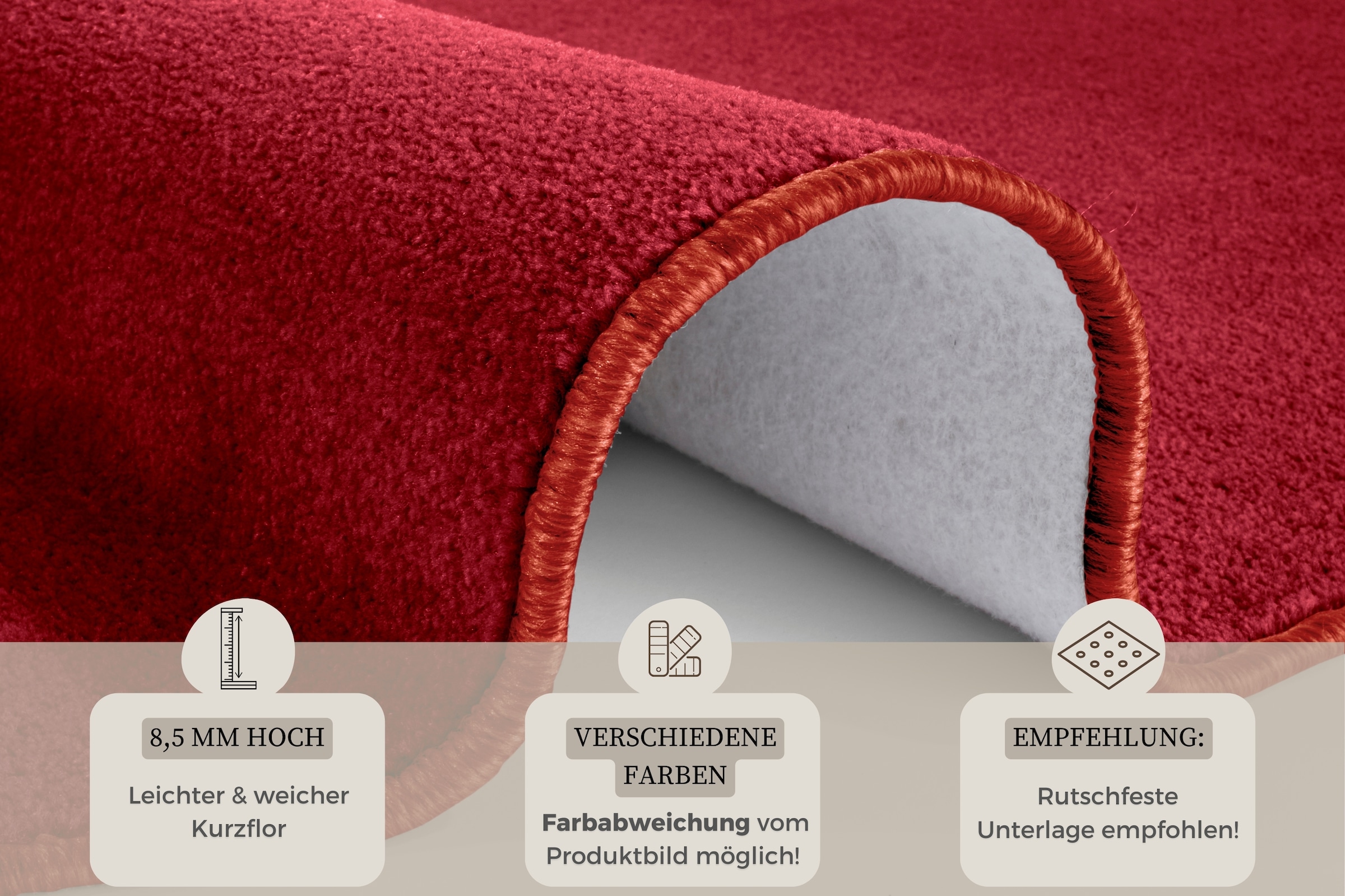 HANSE Home Teppich »Shashi«, rund, 8,5 mm Höhe, Kurzflor, Unifarben, Teppich, Weich, Esszimmer, Kinderzimmer, Flur