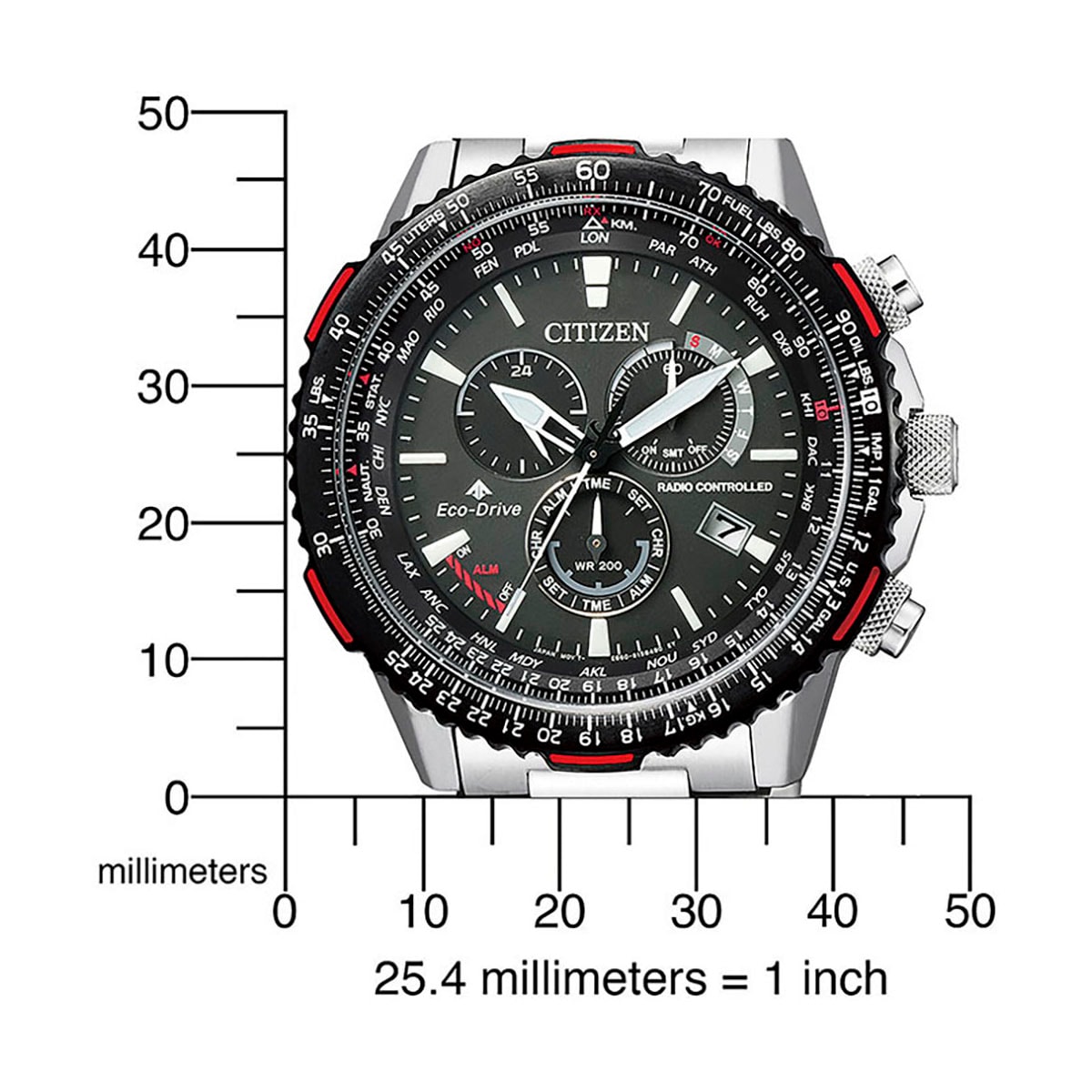 Citizen Funkchronograph »Promaster Sky«, Armbanduhr, Herrenuhr, Solar, Stoppfunktion, bis 20 bar wasserdicht
