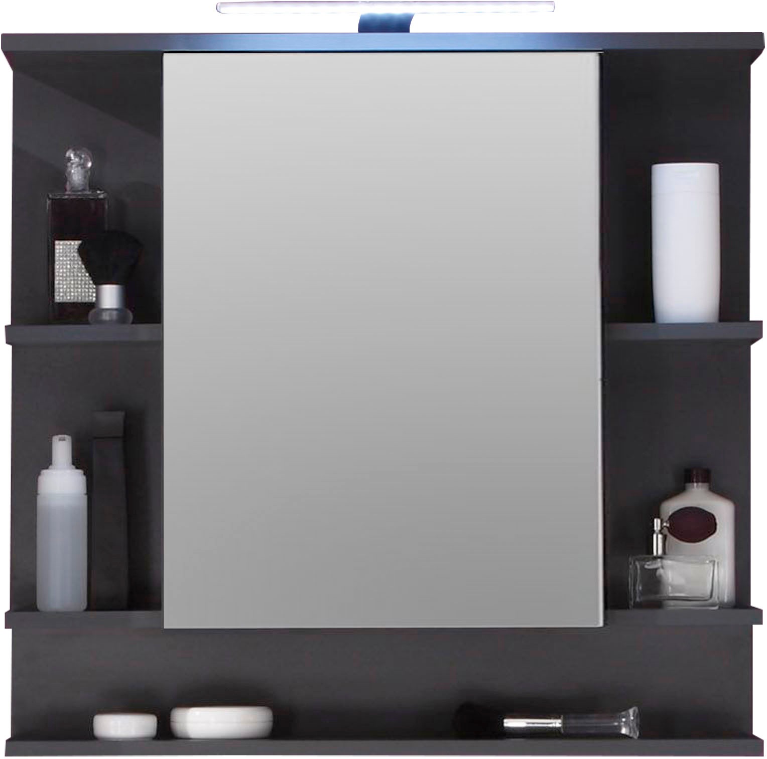 welltime Spiegelschrank »Tias«, Spiegel, B/H/T: ca. 72 / 76 / 20 cm, dunkelgrau, mit LED-Beleuchtung