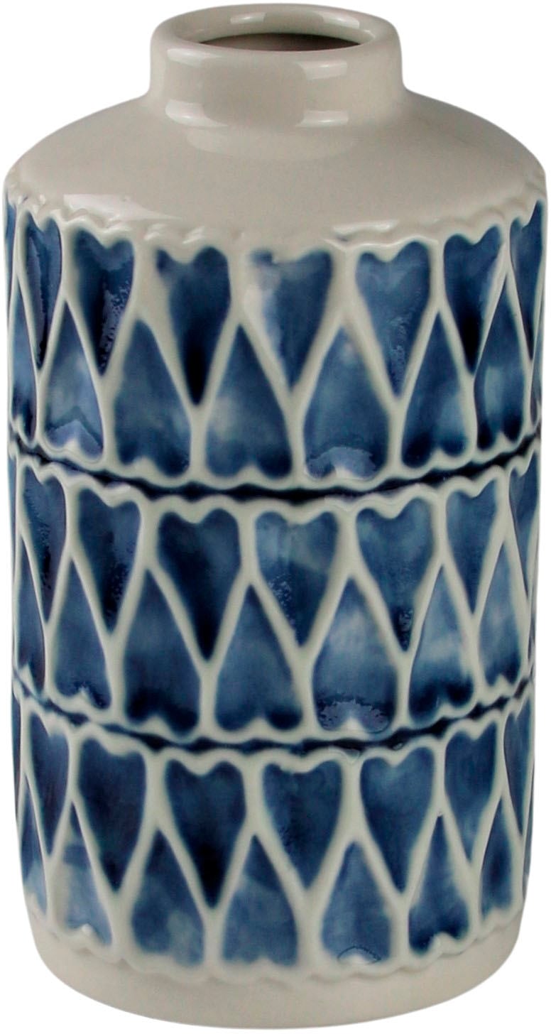 AM Design Dekovase »Herz, blau-weiß, Tischvase aus Keramik«, (1 St.), Keramikvase, Dekoobjekt, Blumenvase