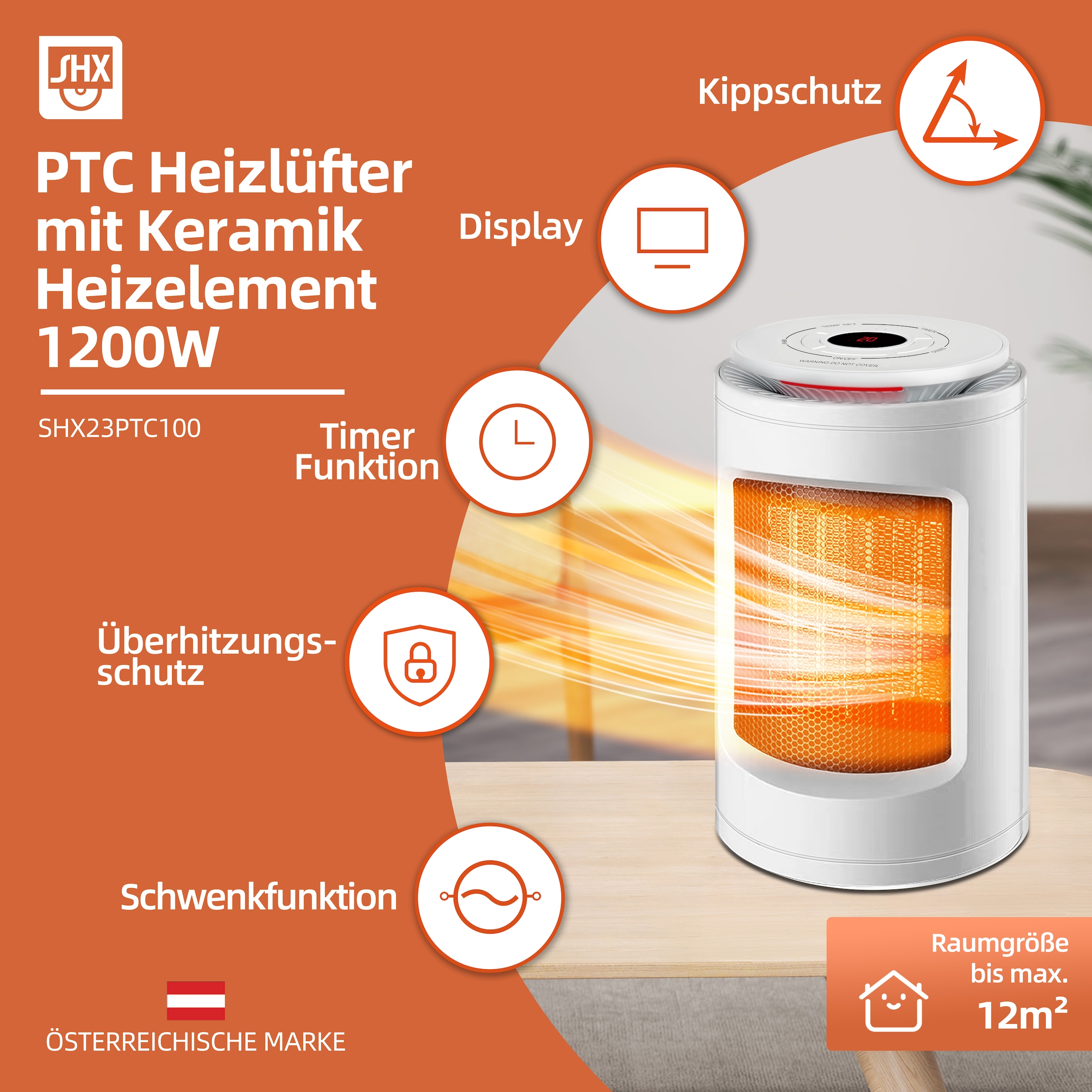 SHX Heizlüfter »SHX23PTC100«, 1200 W, PTC-Keramik, 1200W