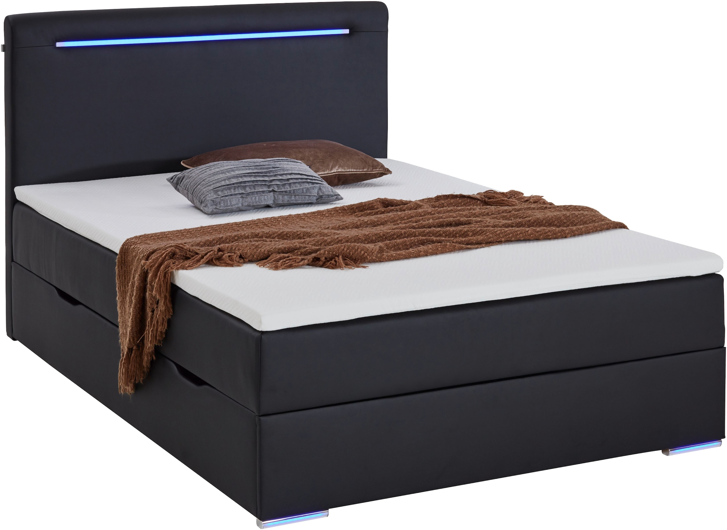 meise.möbel Boxbett »Candela inkl. Bettkasten, Topper & LED-Beleuchtung an Kopfteil & Füßen«