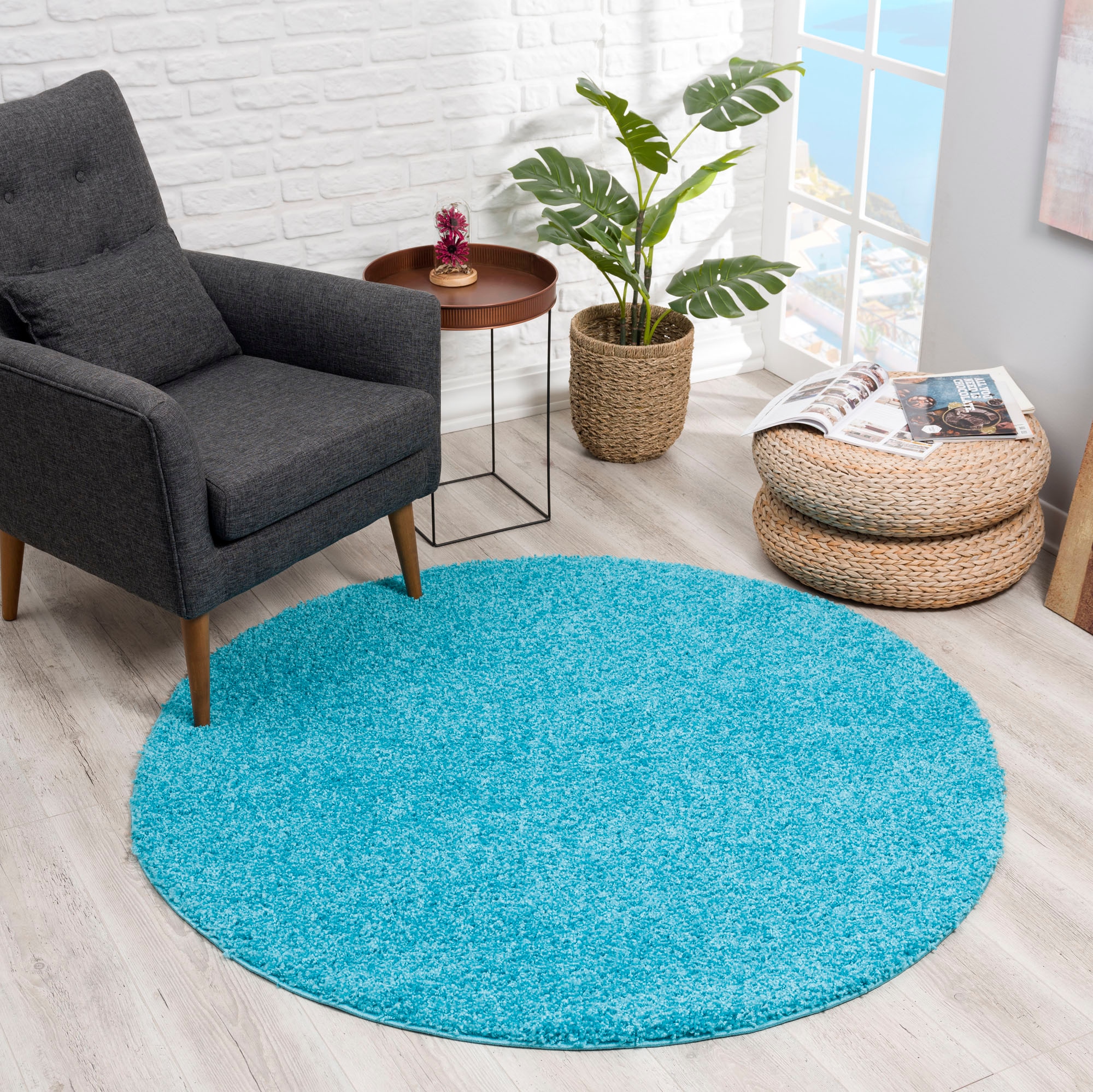 Sanat Hochflor-Teppich »LOCA«, rund, Wohnzimmer, Langflor, Shaggy, Schlafzimmer