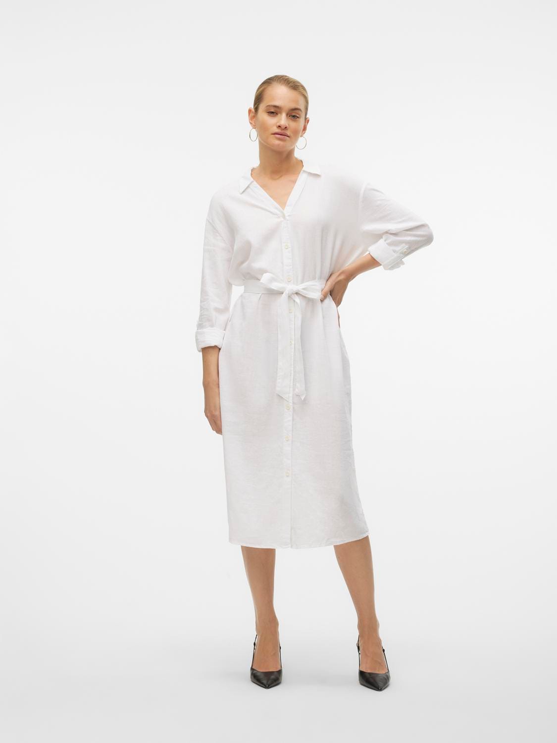 Vero Moda Hemdblusenkleid »VMLINN LOOSE CALF SHIRT WVN NOOS«