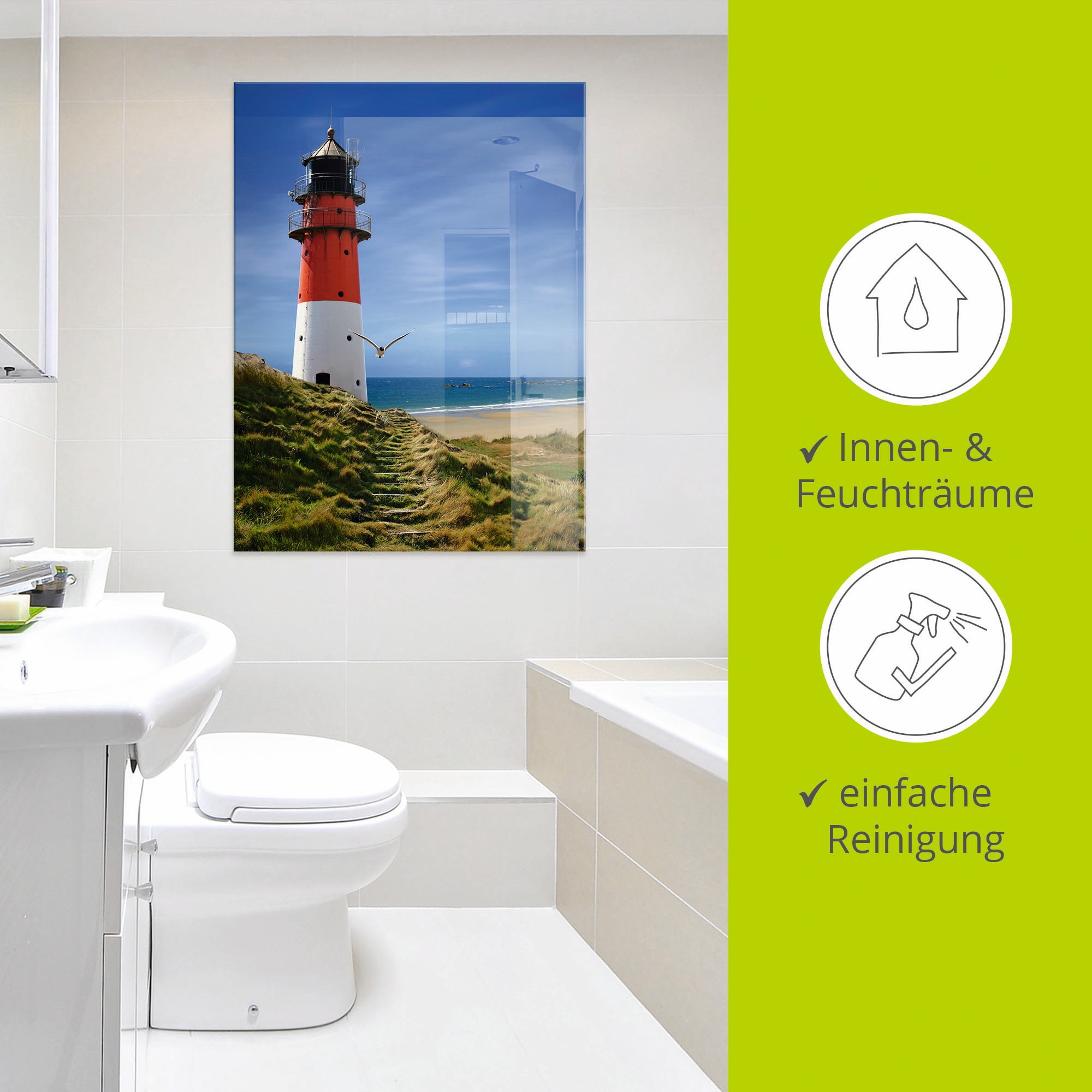 Artland Glasbild »Leuchtturm am Deich« Gebäude 1 Stk. tlg. in verschiedenen Größen