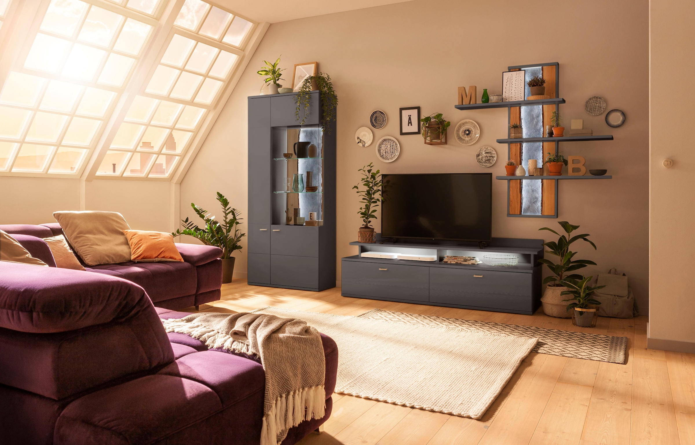 set one by Musterring Stauraumvitrine »TACOMA« Typ 05/06, Höhe 207, 4 cm, mit getönter Glastür