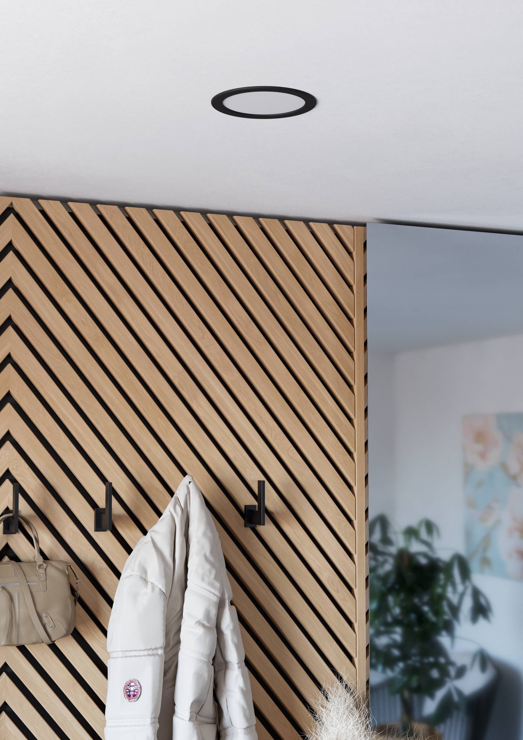 EGLO Einbauleuchte »Fueva 6-Z Deckenlampe, ZigBee, App und Sprachsteuerung, Badlampe, IP44« LED-Modul 1 Stk. Kaltweiß | RGB Einbauleuchte - Ø16,8 x ET40 cm - schwarz - 9,5W inkl.