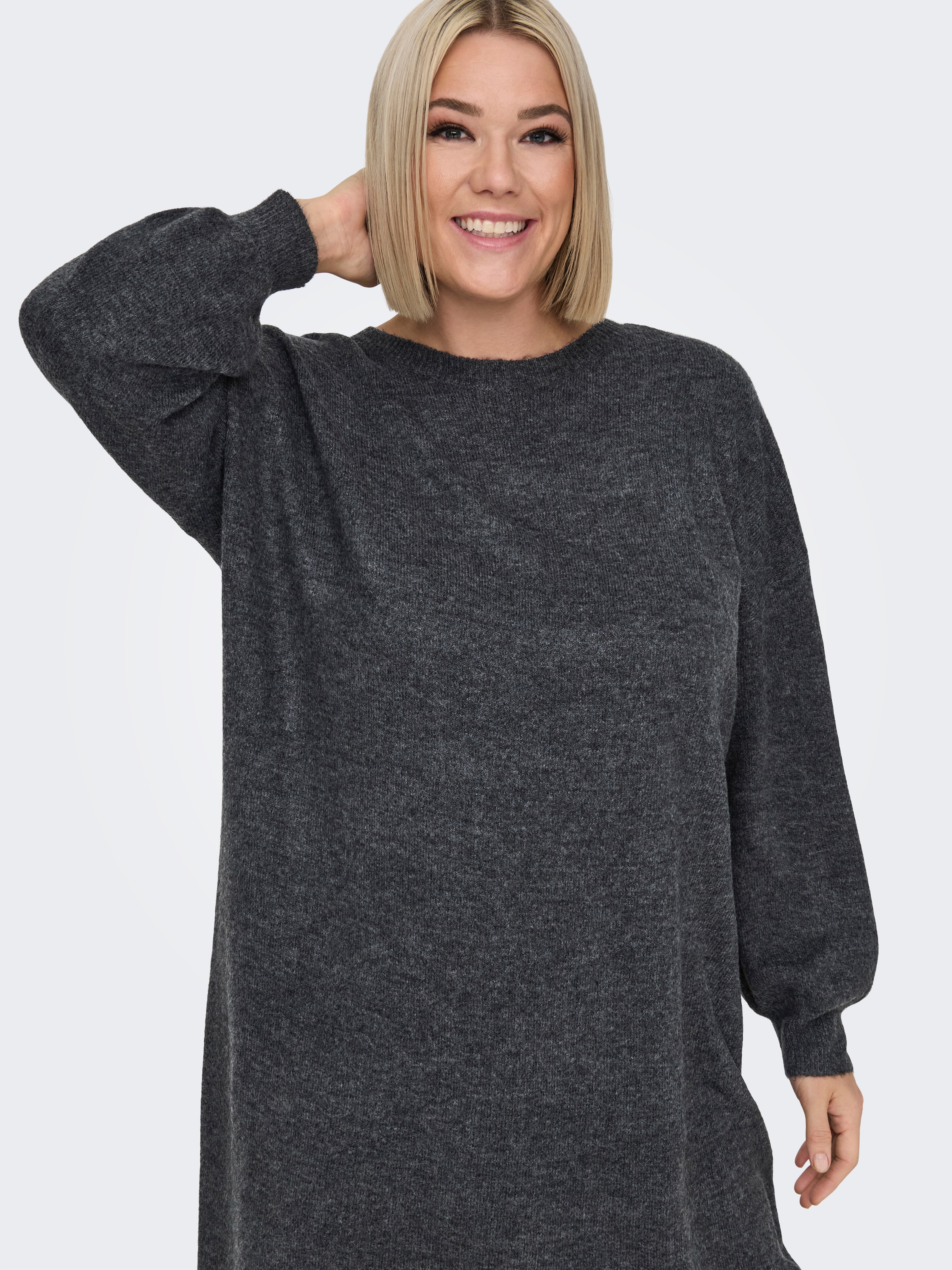 ONLY CARMAKOMA Strickkleid »CARMANIFESTA LS V-NECK DRESS KNT BF«, mit Spitze am Ausschnitt