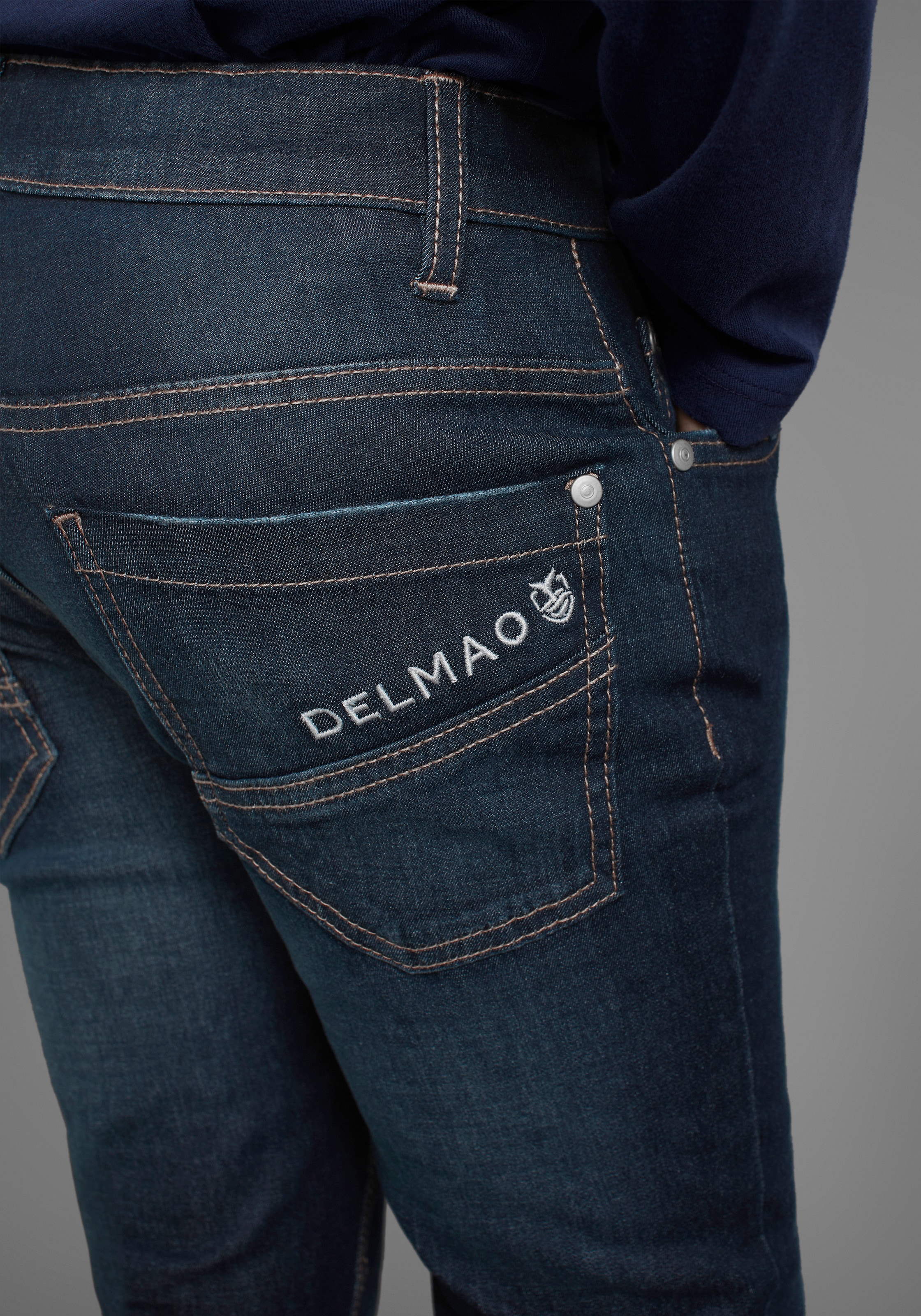 DELMAO Stretch-Jeans »Straight-fit Jeans für Jungen« elastisches Material,  Used-Look-Waschung,  niedrige Leibhöhe